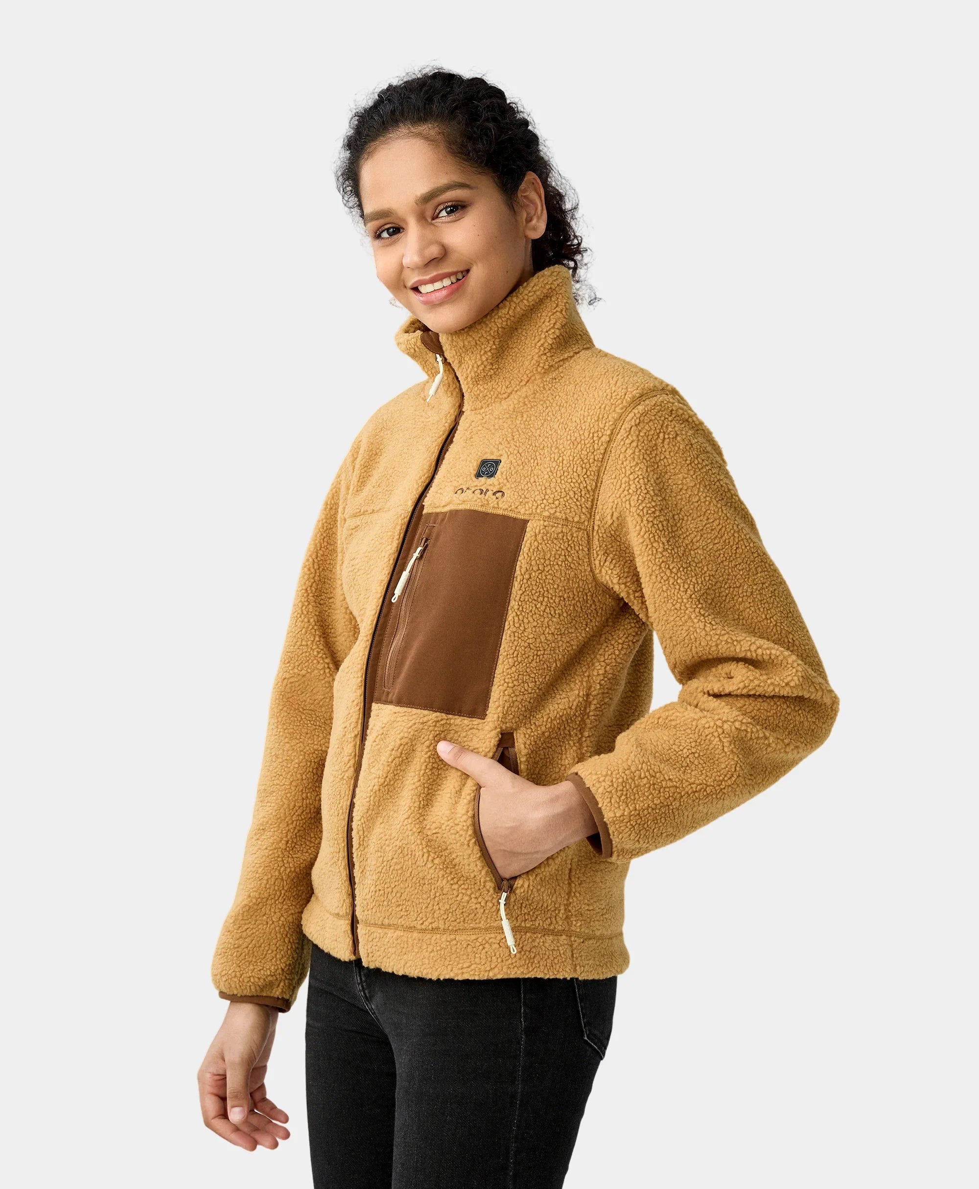 ORORO Heated Women's Colorblock Recycled Fleece Heated Jacket (ORORO Heated Final Sale) - Image 4
