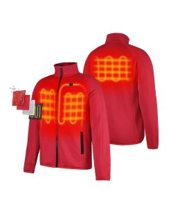Alternative view of ORORO Heated Men's Heated Full-Zip Fleece Jacket - Red