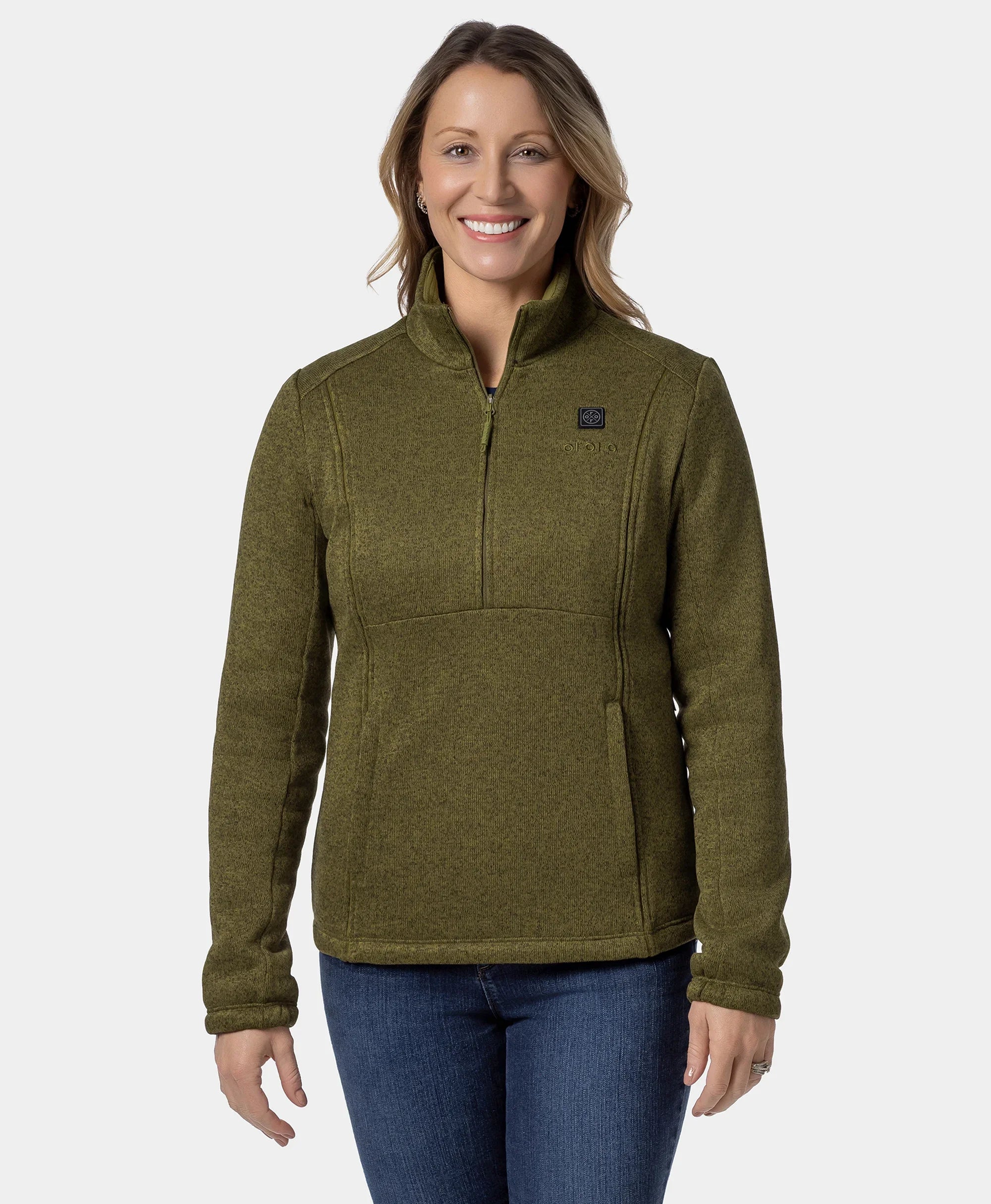 ORORO Heated (Open-box) Augusta Women's 4-Zone Heated Sweater Fleece Qtr Zip Jacket (Battery Set Not Included) - Image 7
