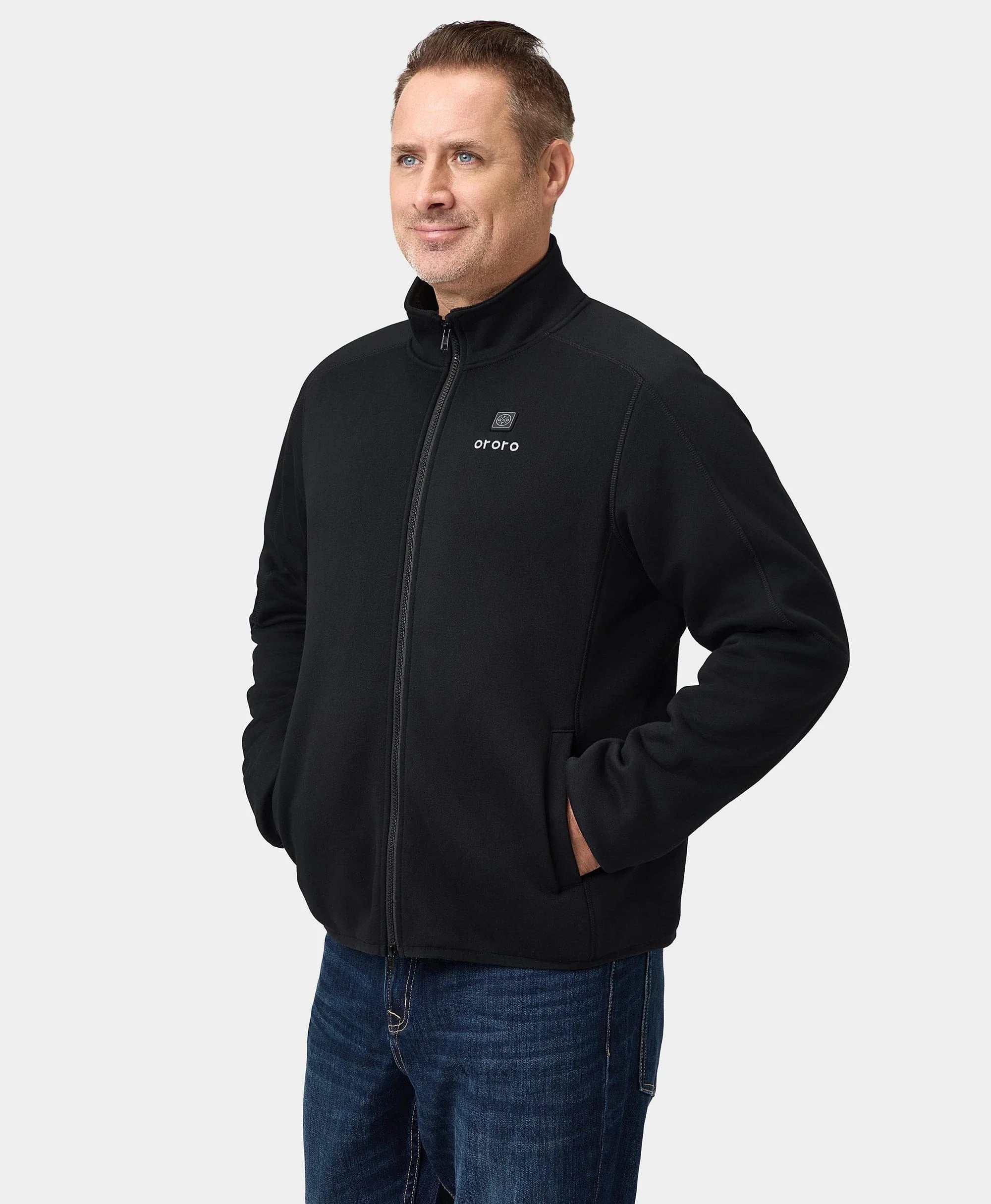 ORORO Heated (Open-box) Florence Men's Heated Fleece Jacket - Black (Battery Set Not Included) - Image 3