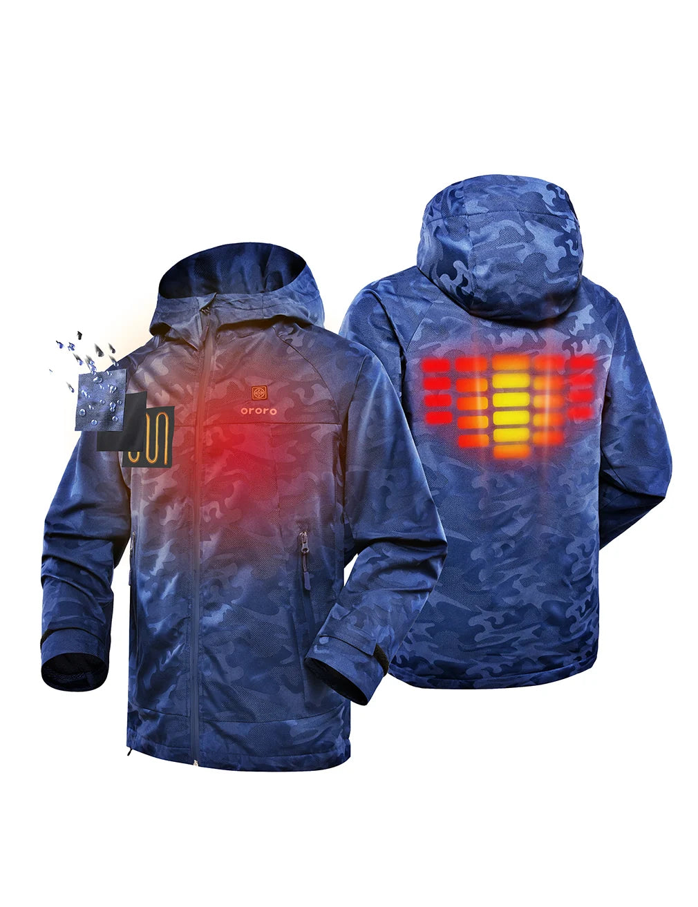 ORORO Heated Women Camo Heated Jacket - Navy (Discontinued) - Image 5