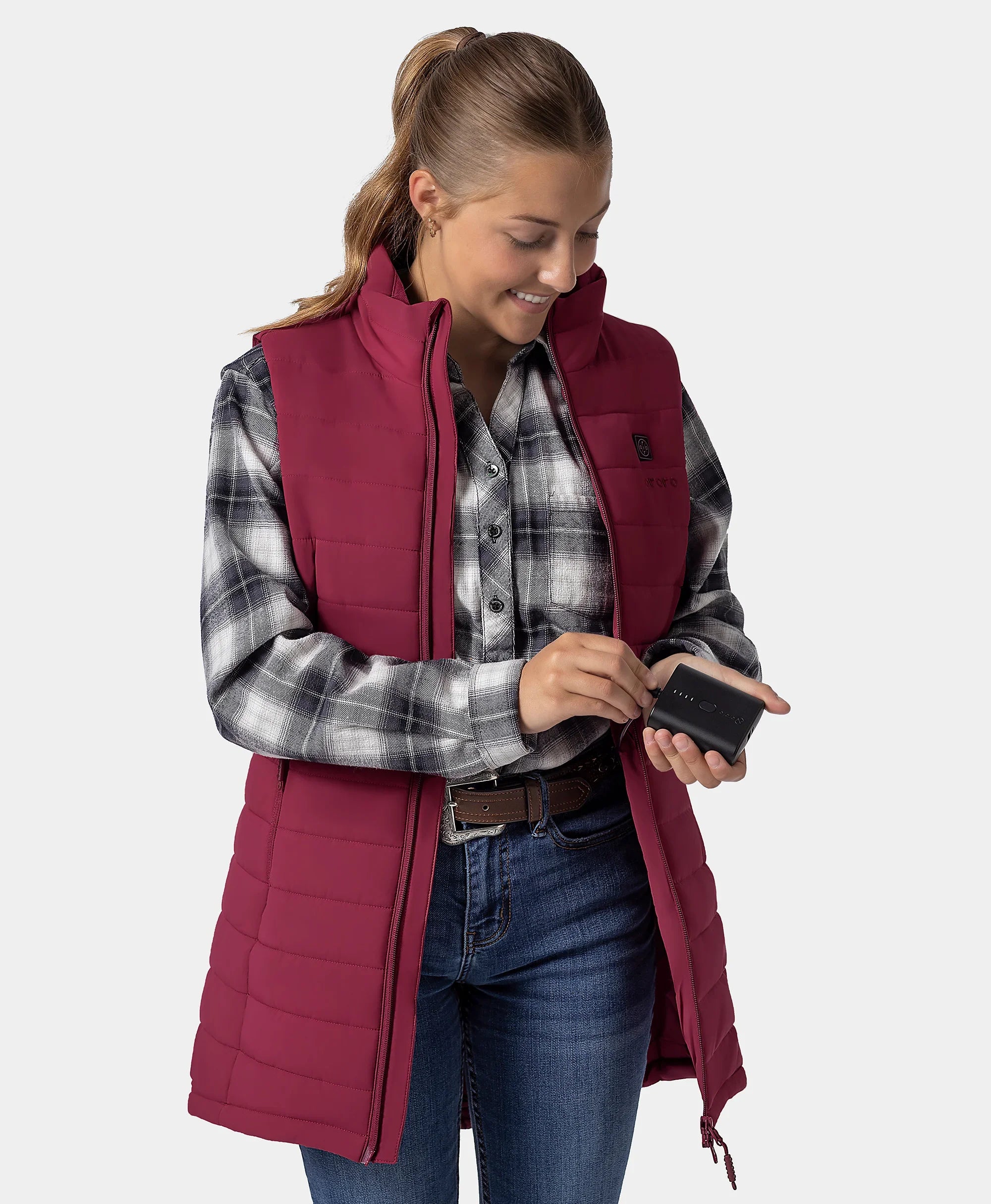ORORO Heated Tribeca Women's Heated Long Puffer Vest (Apparel Only) - Image 24