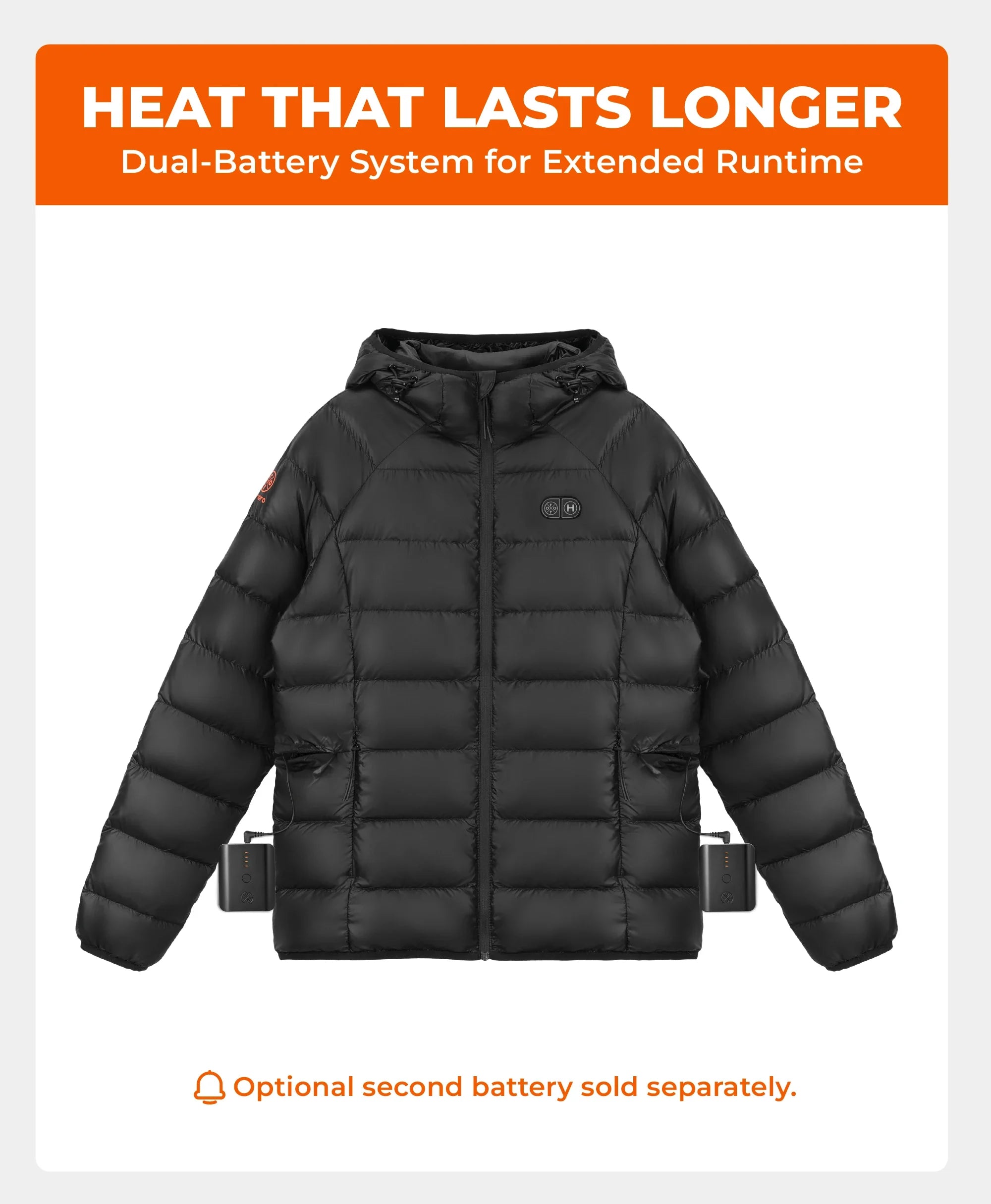 ORORO Heated AeroPro Women's 8-Zone Packable Heated Down Jacket - Image 7