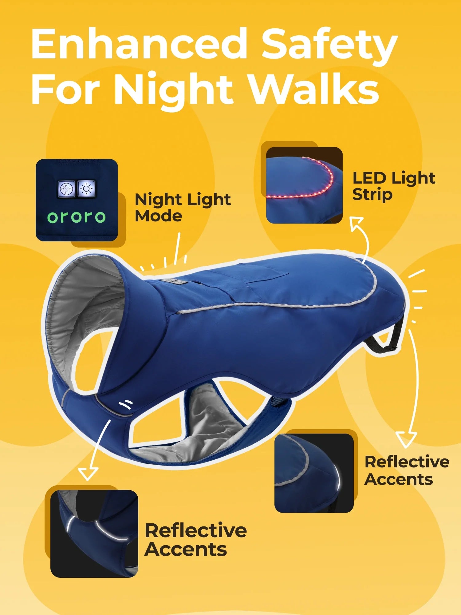 ORORO Heated (Open-box) Koldpwoof 4-Zone Heated Dog Vest w/ LED Lights (Battery Set Not Included) - Image 7