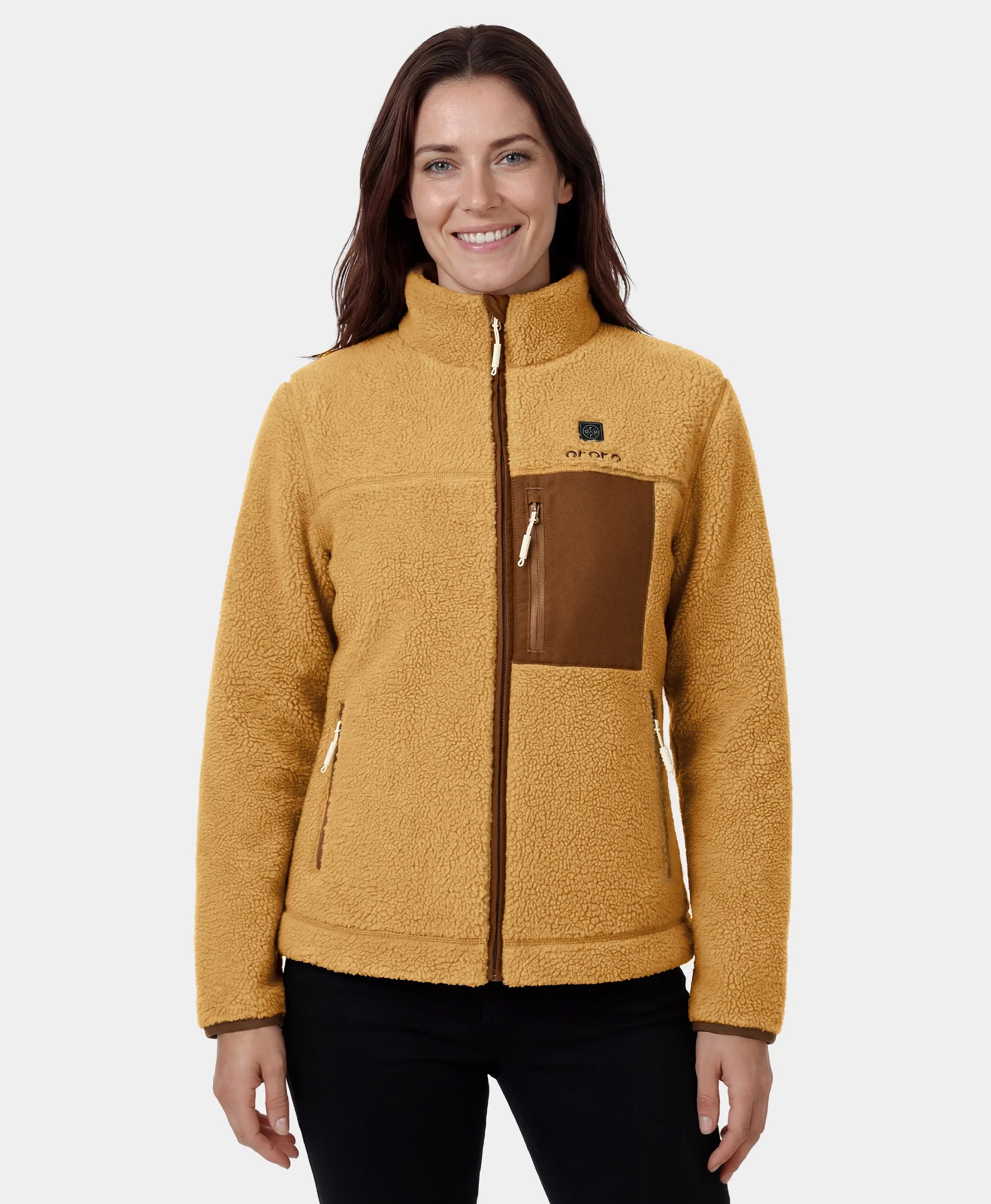 ORORO Heated Women's Colorblock Recycled Fleece Heated Jacket (ORORO Heated Final Sale)