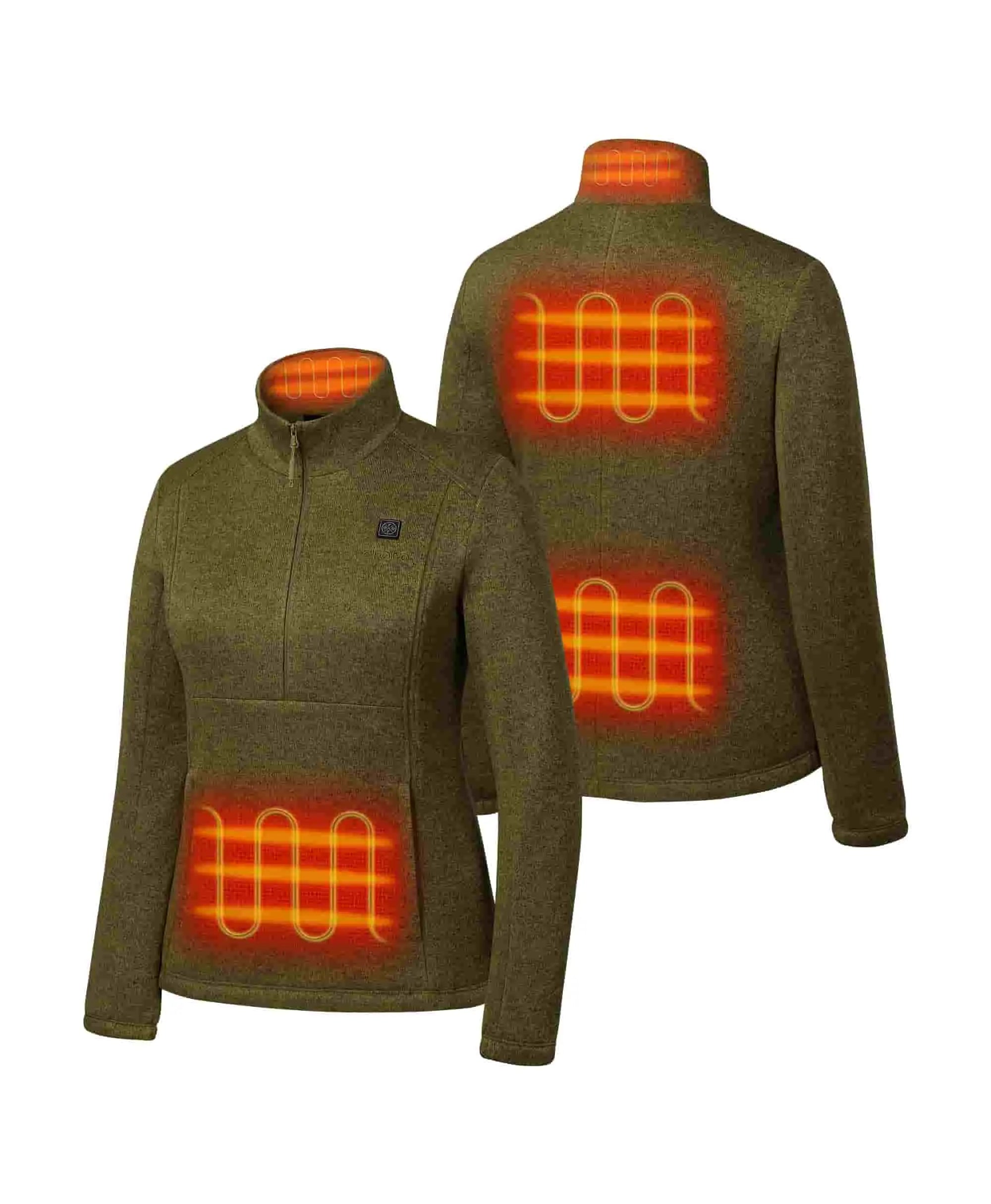 ORORO Heated (Open-box) Augusta Women's 4-Zone Heated Sweater Fleece Qtr Zip Jacket (Battery Set Not Included) - Image 10