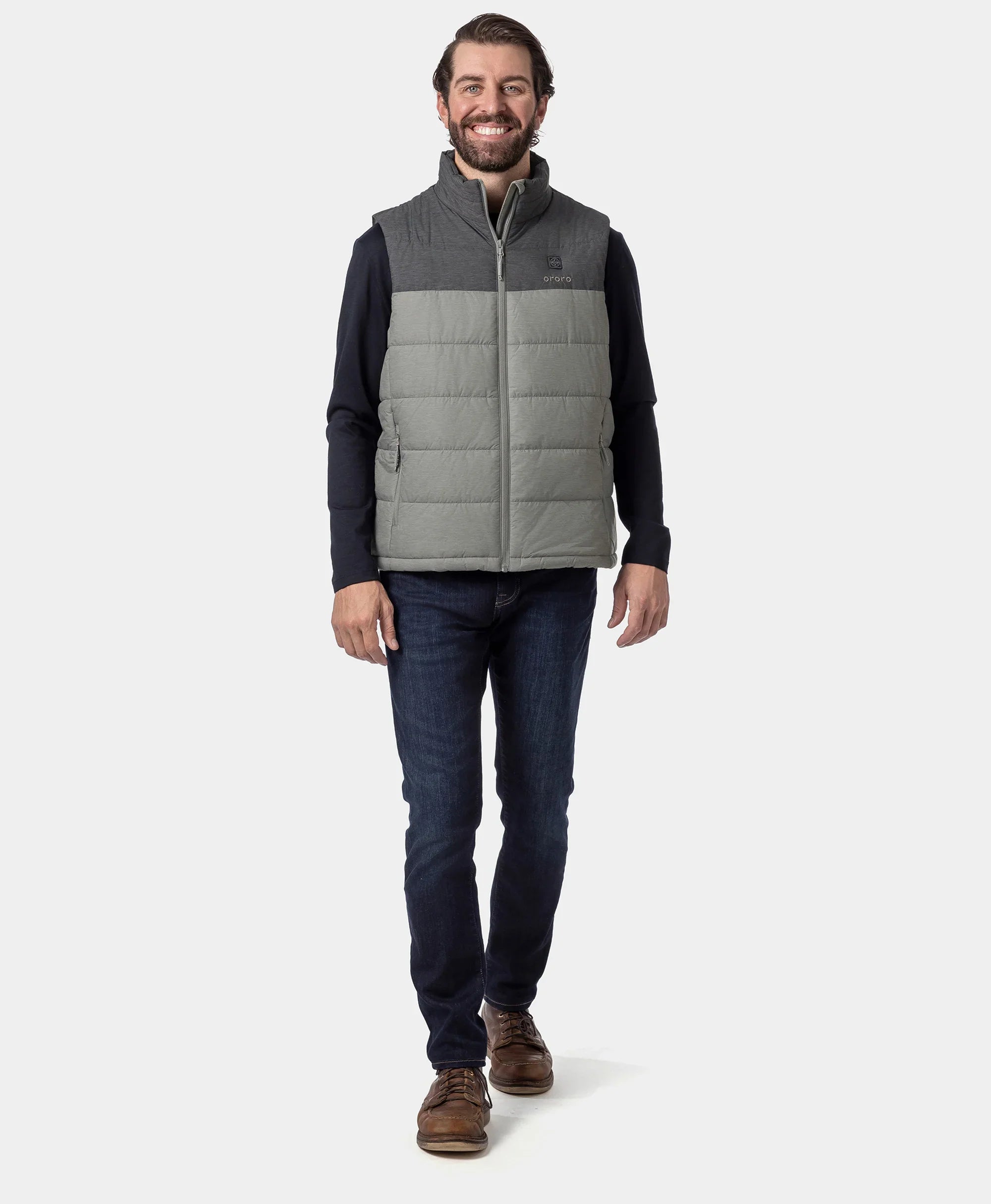ORORO Heated Men's Classic Heated Vest - Flecking Gray - Image 9