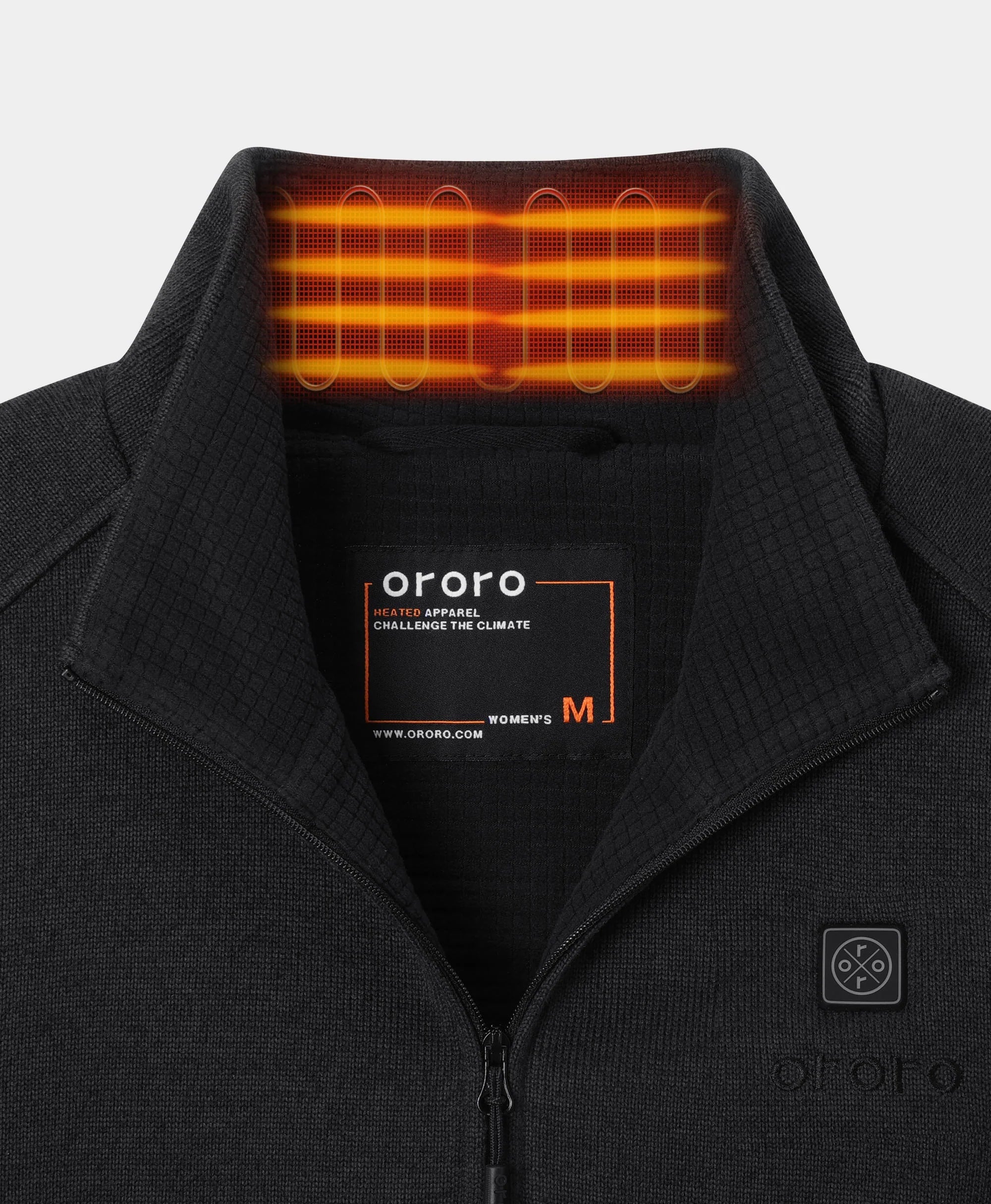 ORORO Heated (Open-box) Augusta Women's 4-Zone Heated Sweater Fleece Qtr Zip Jacket (Battery Set Not Included) - Image 3