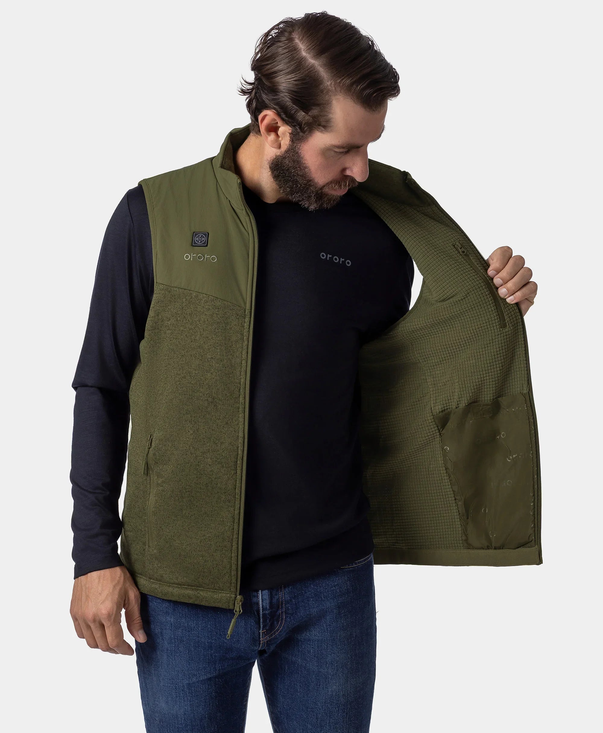 ORORO Heated Augusta Men's Heated Sweater Fleece Vest - Image 30