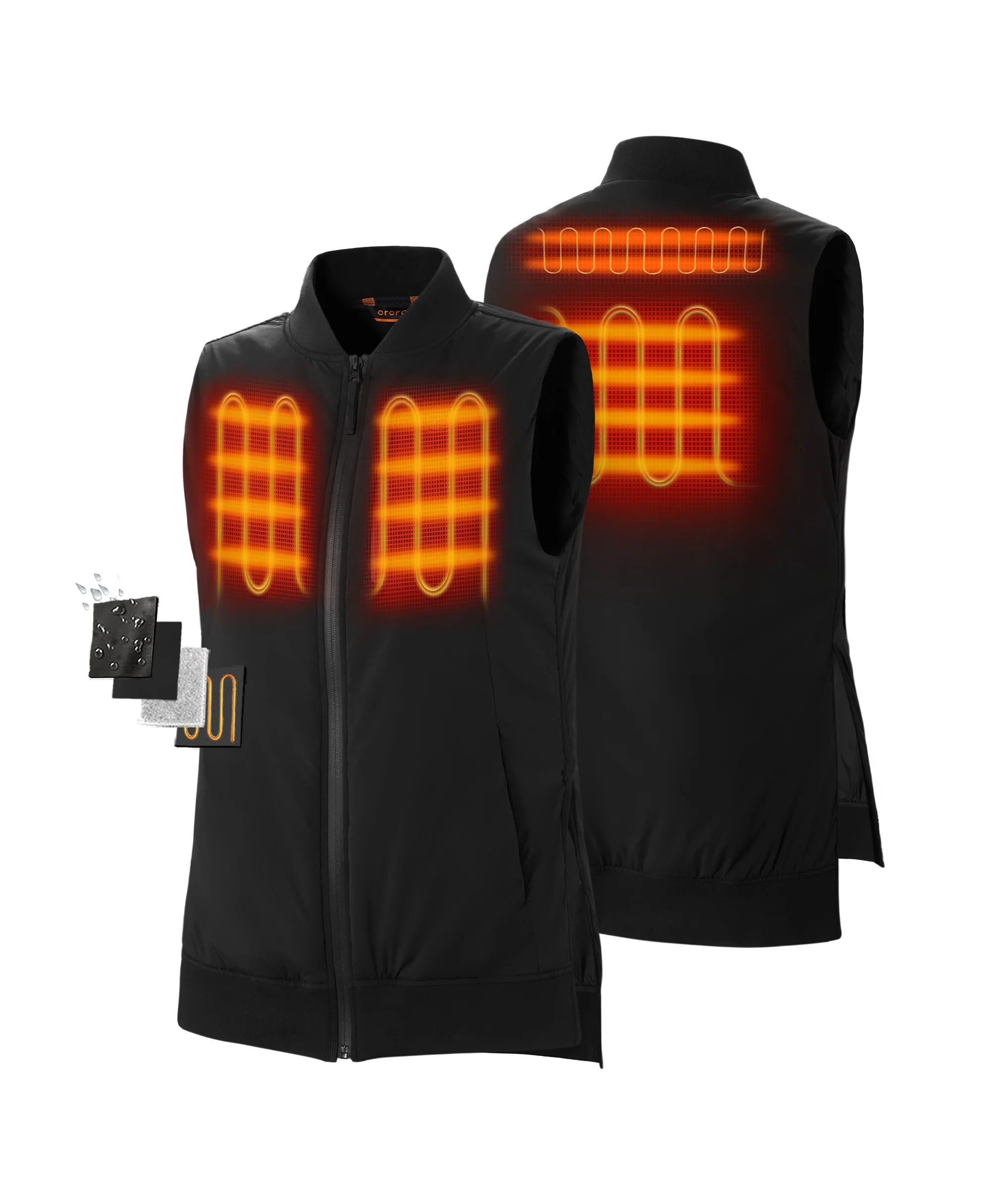 ORORO Heated (Open-box) Blair Women's Heated Long Bomber Vest (Battery Set Not Included)