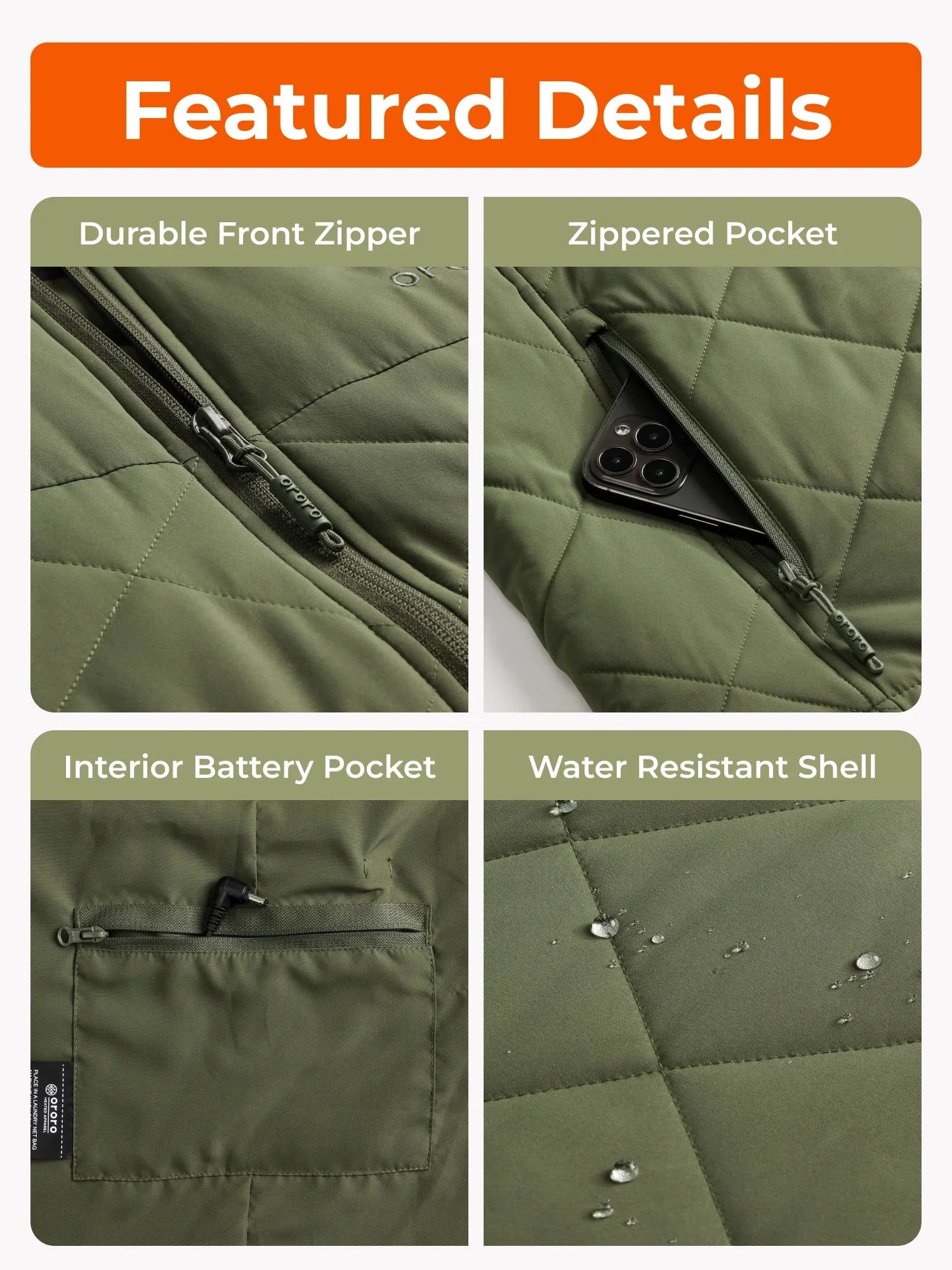 ORORO Heated Men's Heated Quilted Vest - New Colors - Image 16