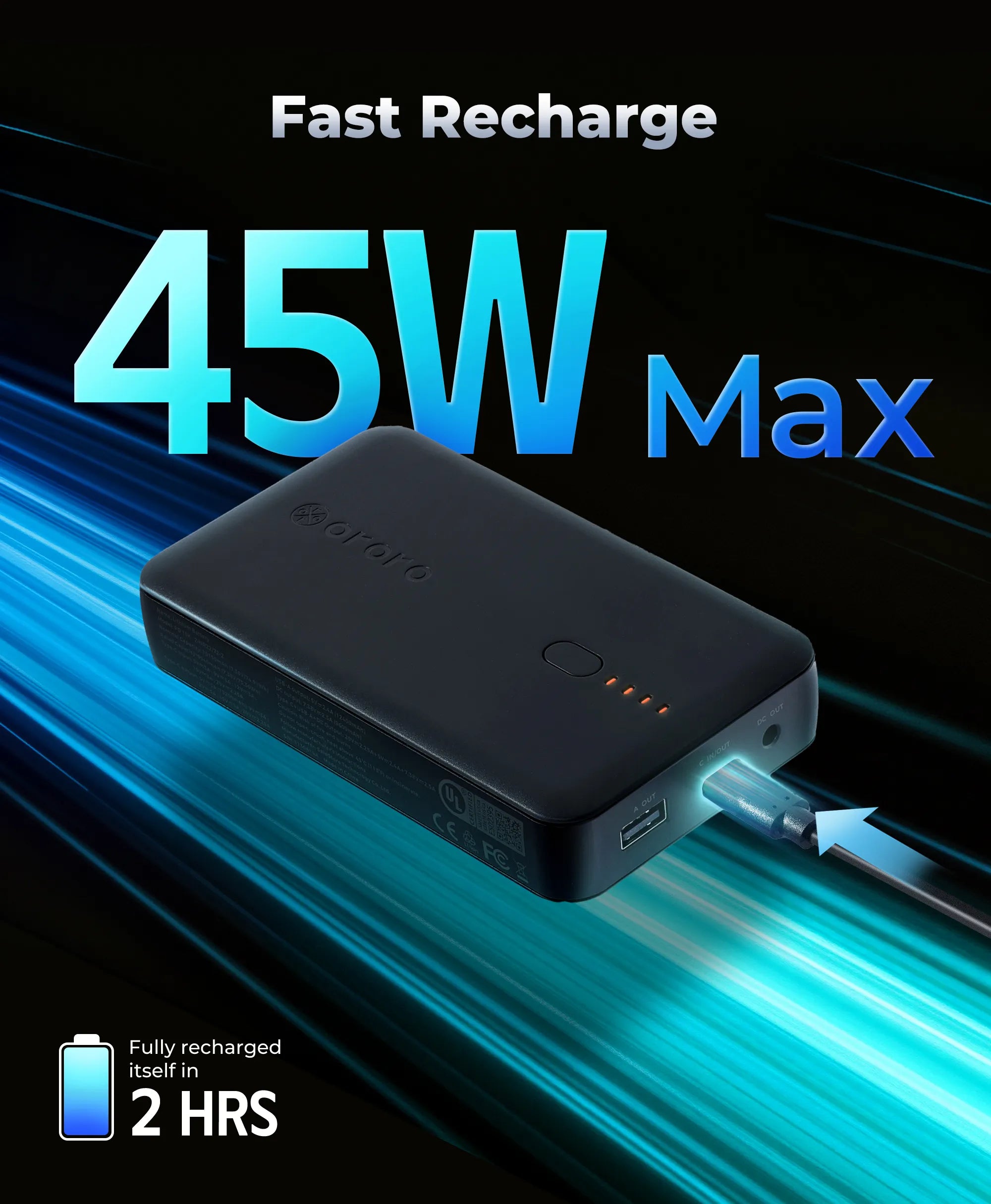ORORO Heated (Open-box) PD 10K Rechargeable Battery (USB-C, 45W Power Delivery) - Image 4