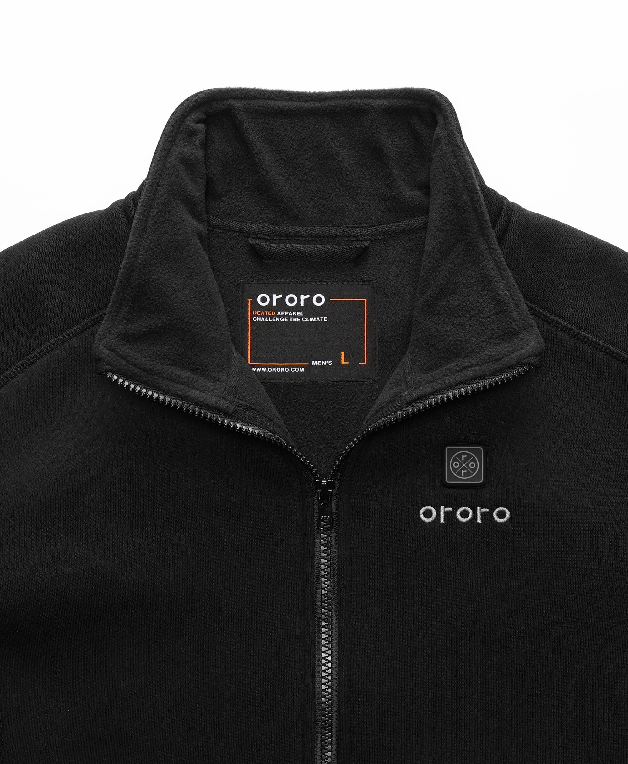 ORORO Heated (Open-box) Florence Men's Heated Fleece Jacket - Black (Battery Set Not Included) - Image 8