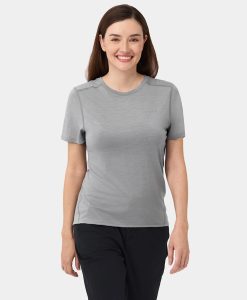ORORO Heated Women's Short Sleeve 100% Wool T-Shirt