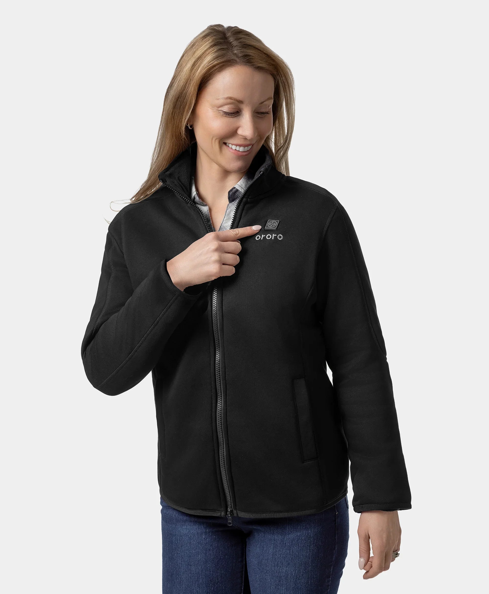 ORORO Heated (Open-box) Florence Women's Heated Fleece Jacket - Black (Battery Set Not Included) - Image 8