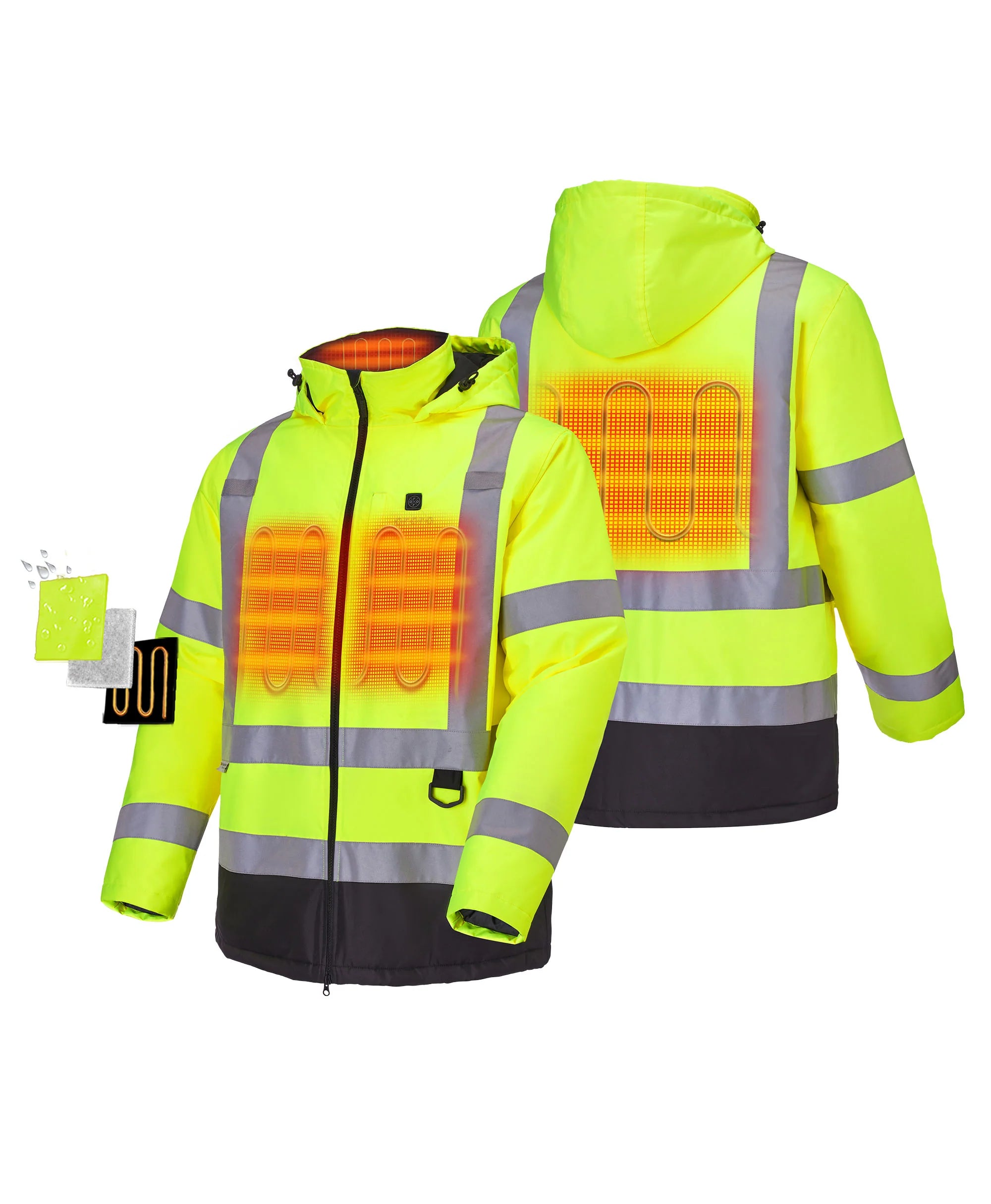 ORORO Heated Flagstaff Men's Heated High-Visibility Jacket (Apparel Only) - Image 2