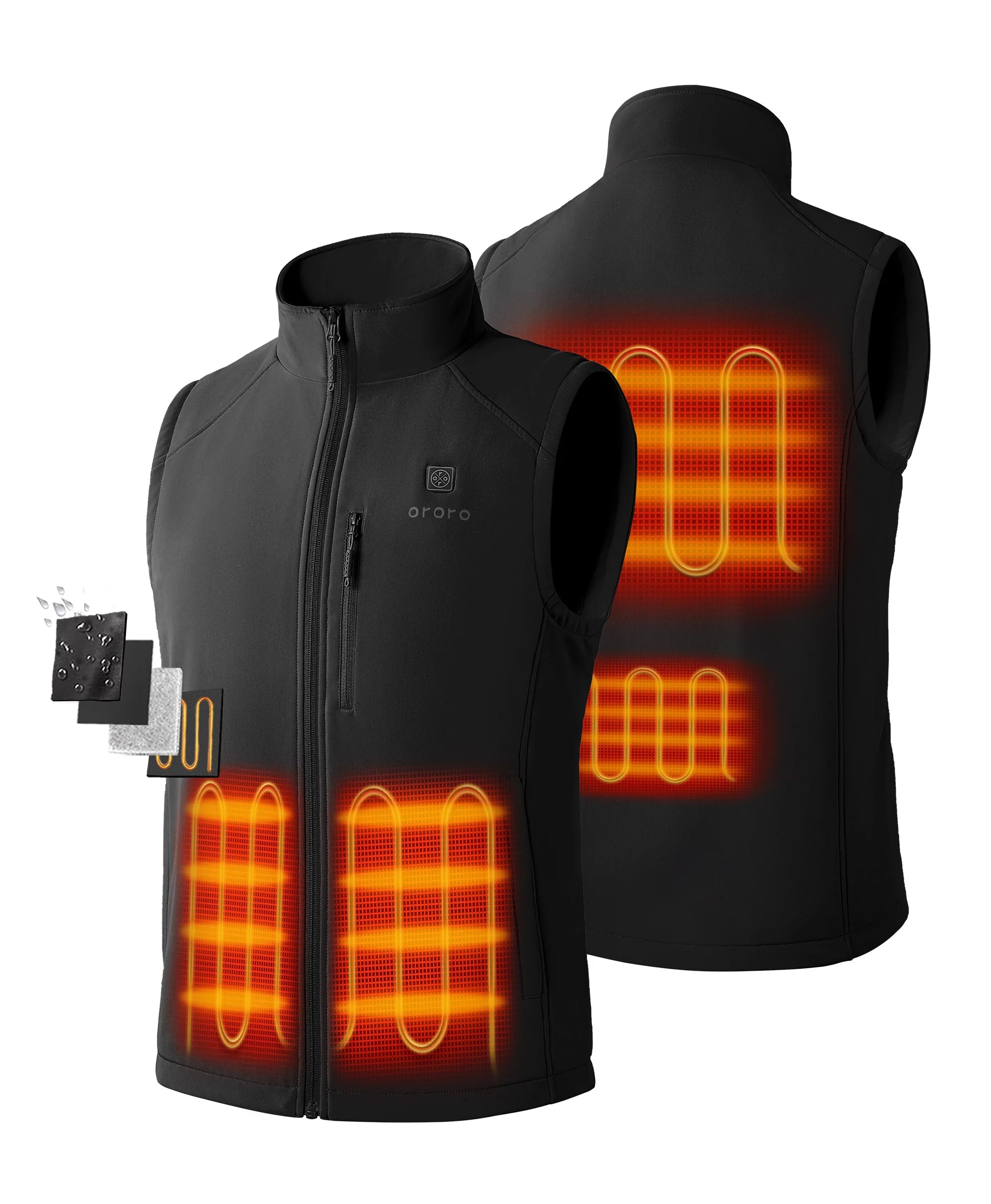 ORORO Heated Men's Heated Softshell Vest - Lower Back Heating - Image 2