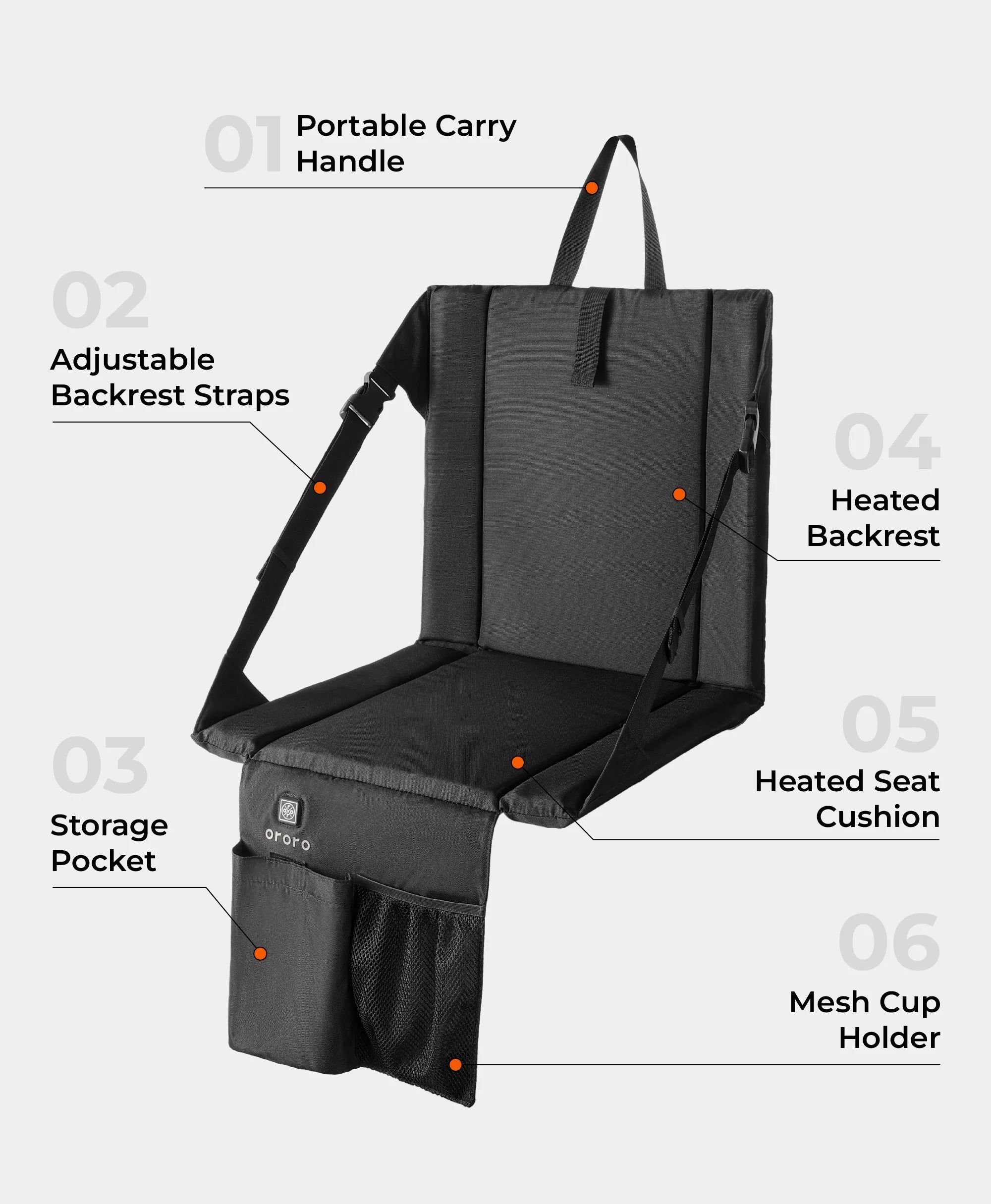 ORORO Heated Heated Stadium Seat (Battery Set Not Included) - Image 4