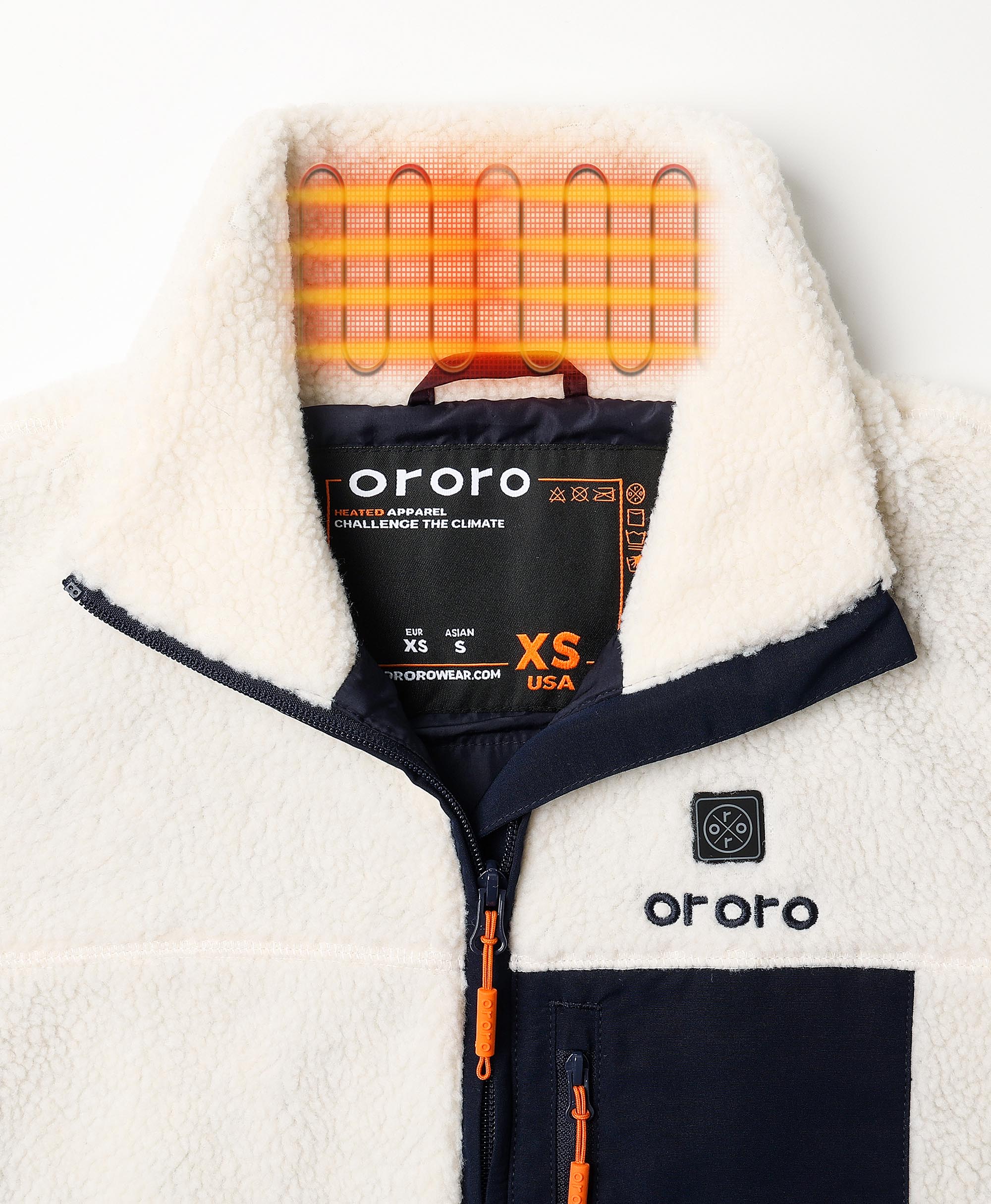 ORORO Heated (Open-box) Women's Colorblock Recycled Fleece Heated Jacket (Battery Set Not Included) - Image 22