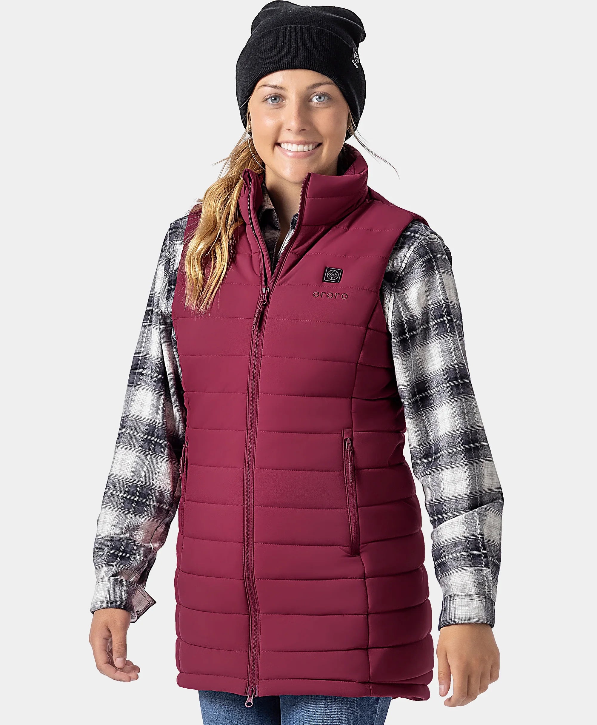 ORORO Heated Tribeca Women's Heated Long Puffer Vest - Image 60