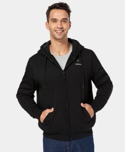 ORORO Heated Unisex Heated Fleece Hoodie - Flecking Gray/Black (Apparel Only)