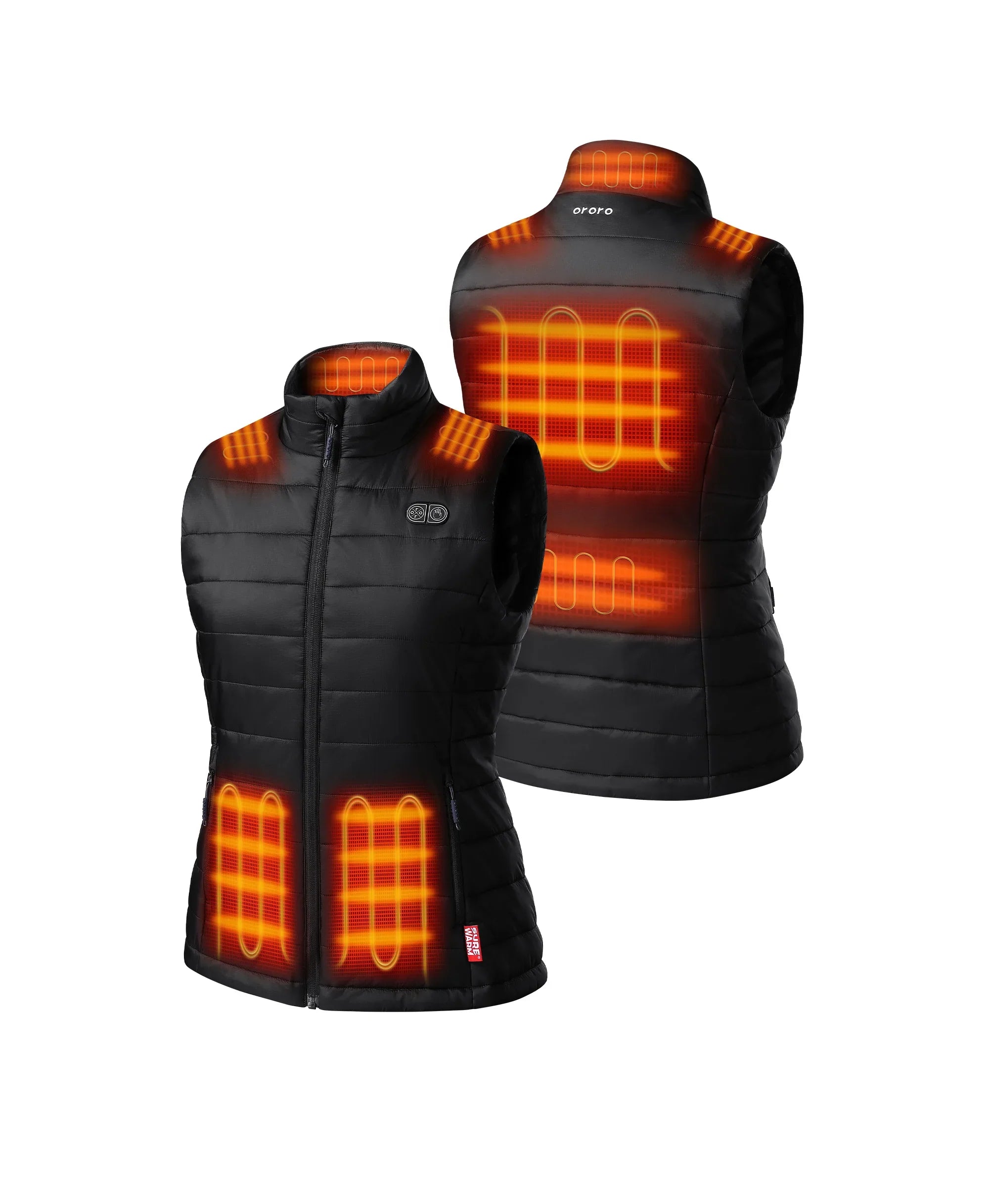 ORORO Heated (Open-box) SureWarm® Women's 7-Zone Dual-Control Classic Pro Heated Vest (Lower Back Heating) (Battery Set Not Included) - Image 13