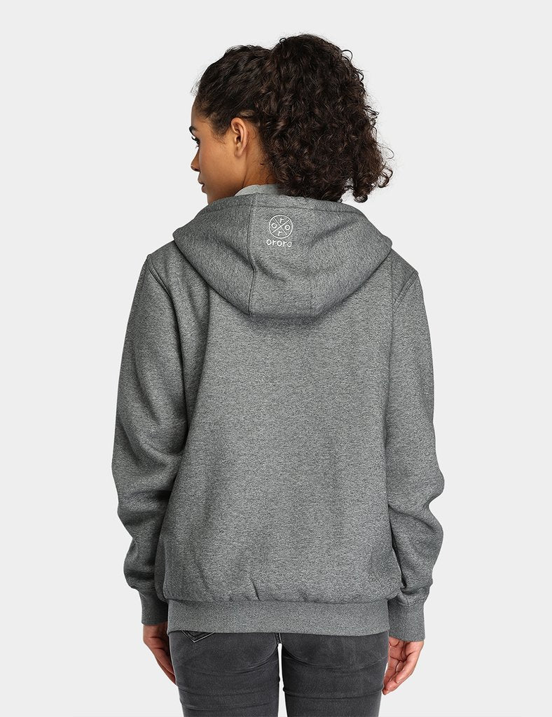 ORORO Heated Unisex Heated Fleece Hoodie - Flecking Gray/Black (Apparel Only) - Image 15