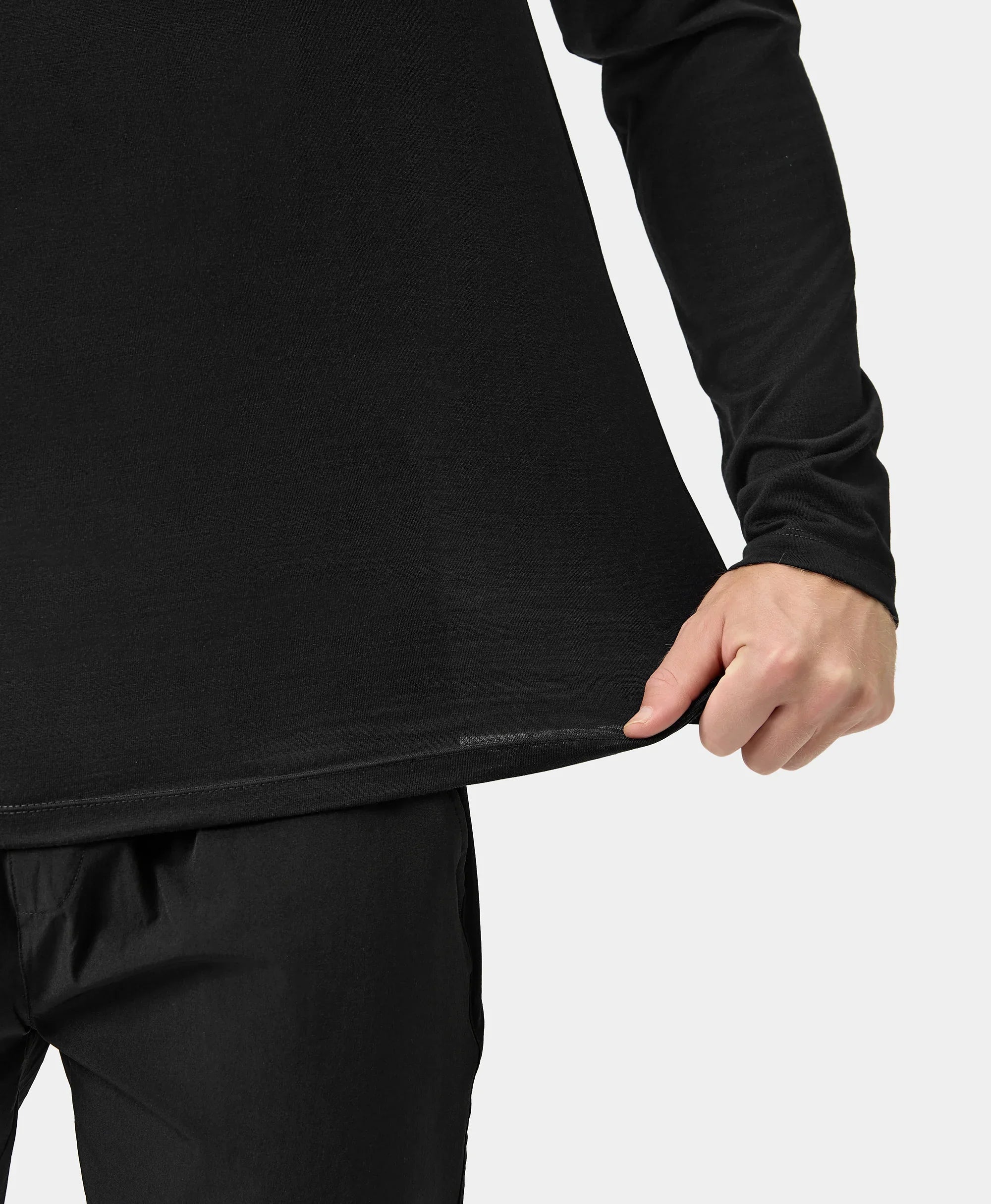 ORORO Heated Aoraki Unisex Merino Wool Blend Baselayer - Black - Image 12