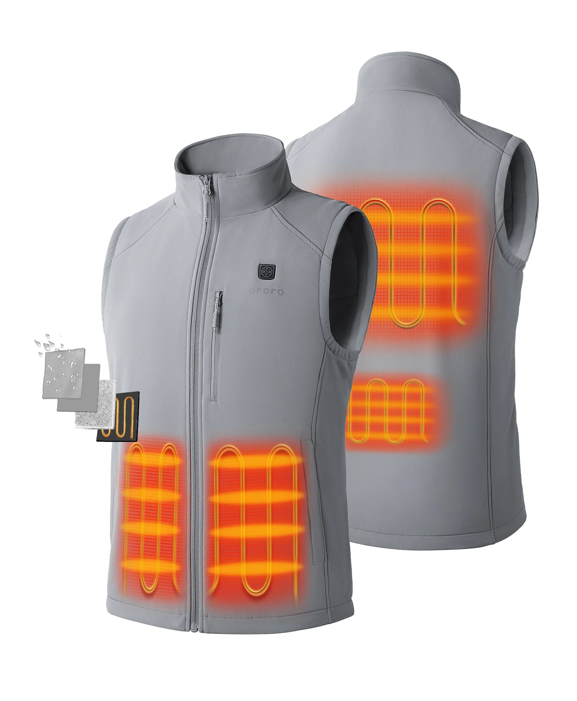 ORORO Heated Men's Heated Softshell Vest - Lower Back Heating - Image 28