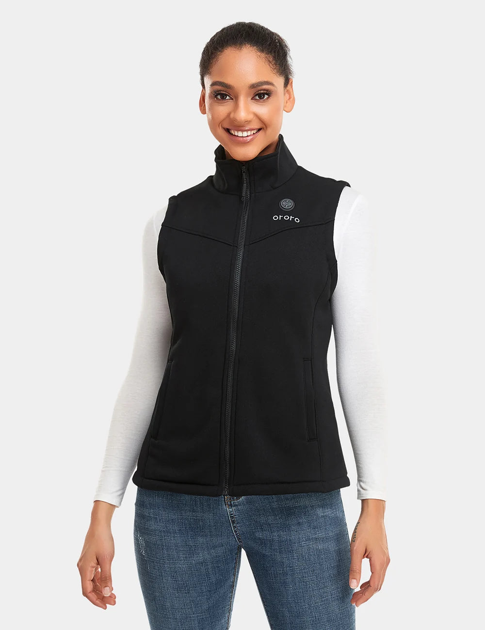 ORORO Heated Women's Heated Fleece Vest - Black (ORORO Heated Final Sale)