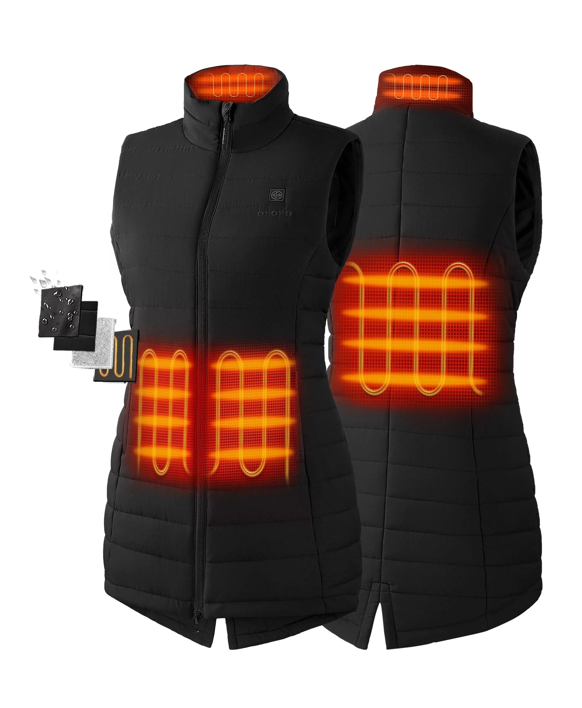 ORORO Heated Tribeca Women's Heated Long Puffer Vest - Image 47