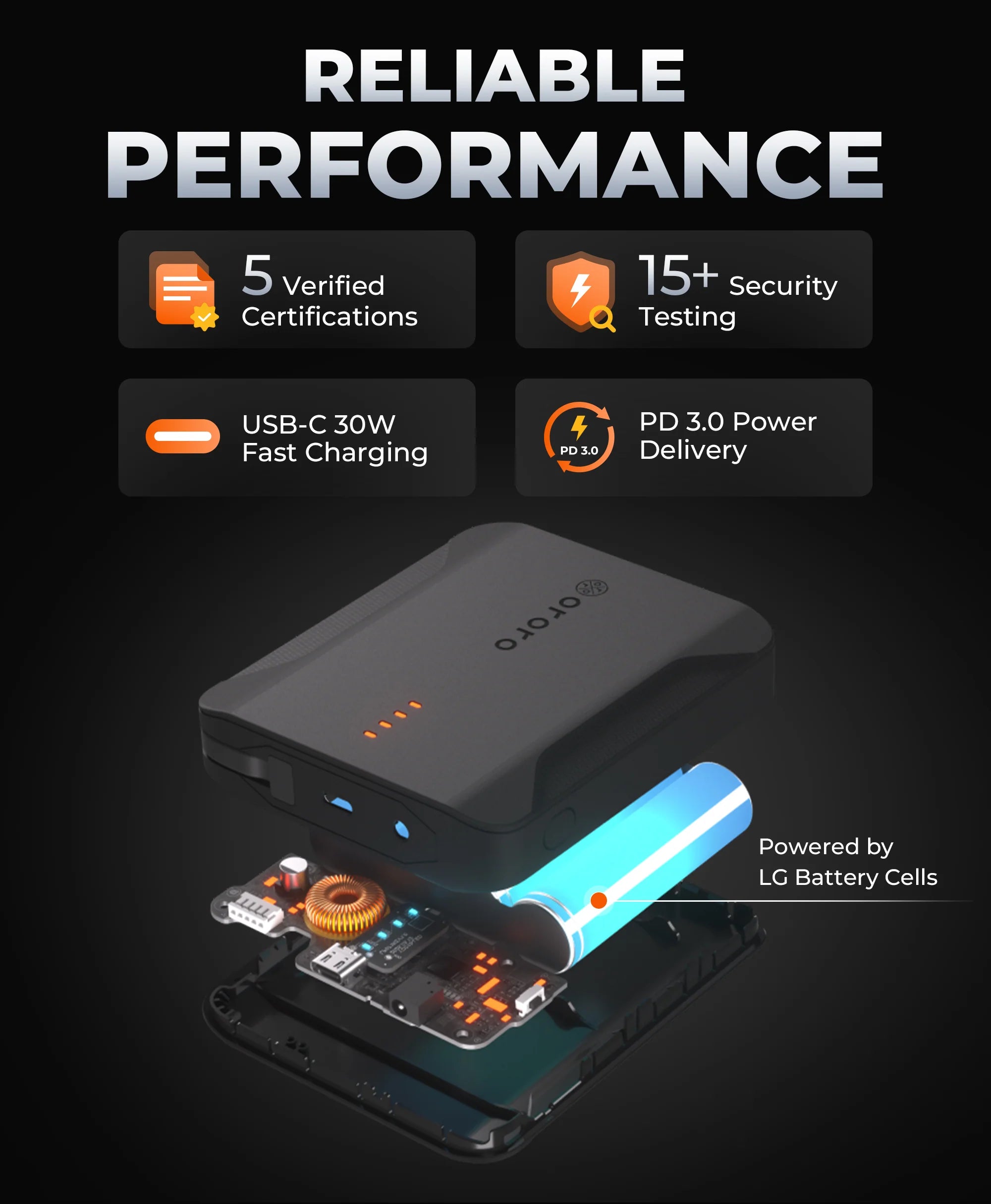 ORORO Heated PD 7K Rechargeable Battery (USB-C, 30W Power Delivery) - Image 9