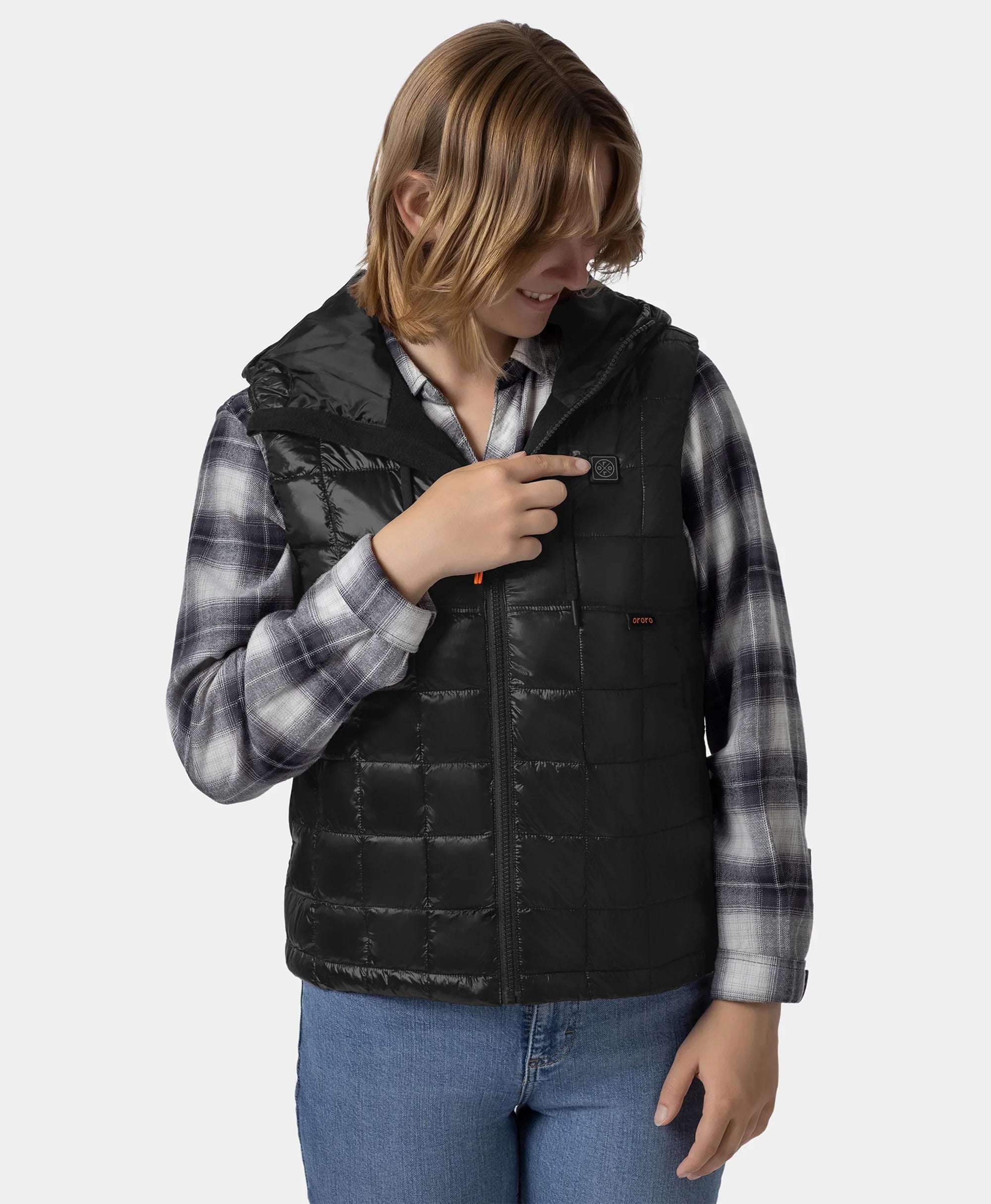 ORORO Heated PuffLyte™ Women's Junior 4-Zone Hooded Heated Vest (Apparel Only) - Image 14