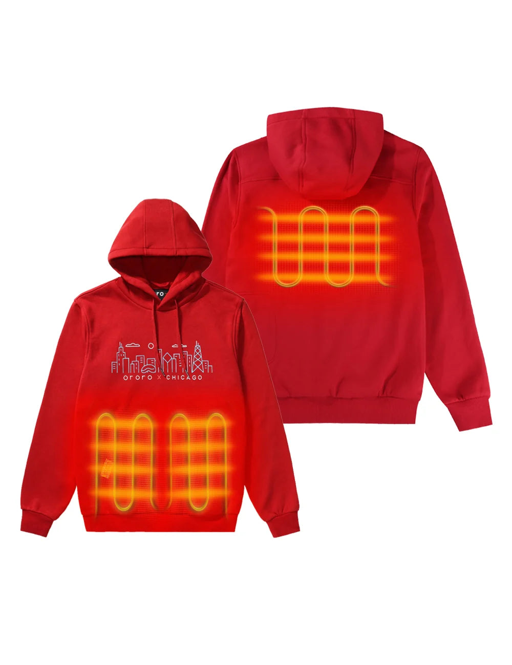 ORORO Heated Final Sale - Heated Pullover Hoodie - Chicago Edition (Apparel Only) - Image 2