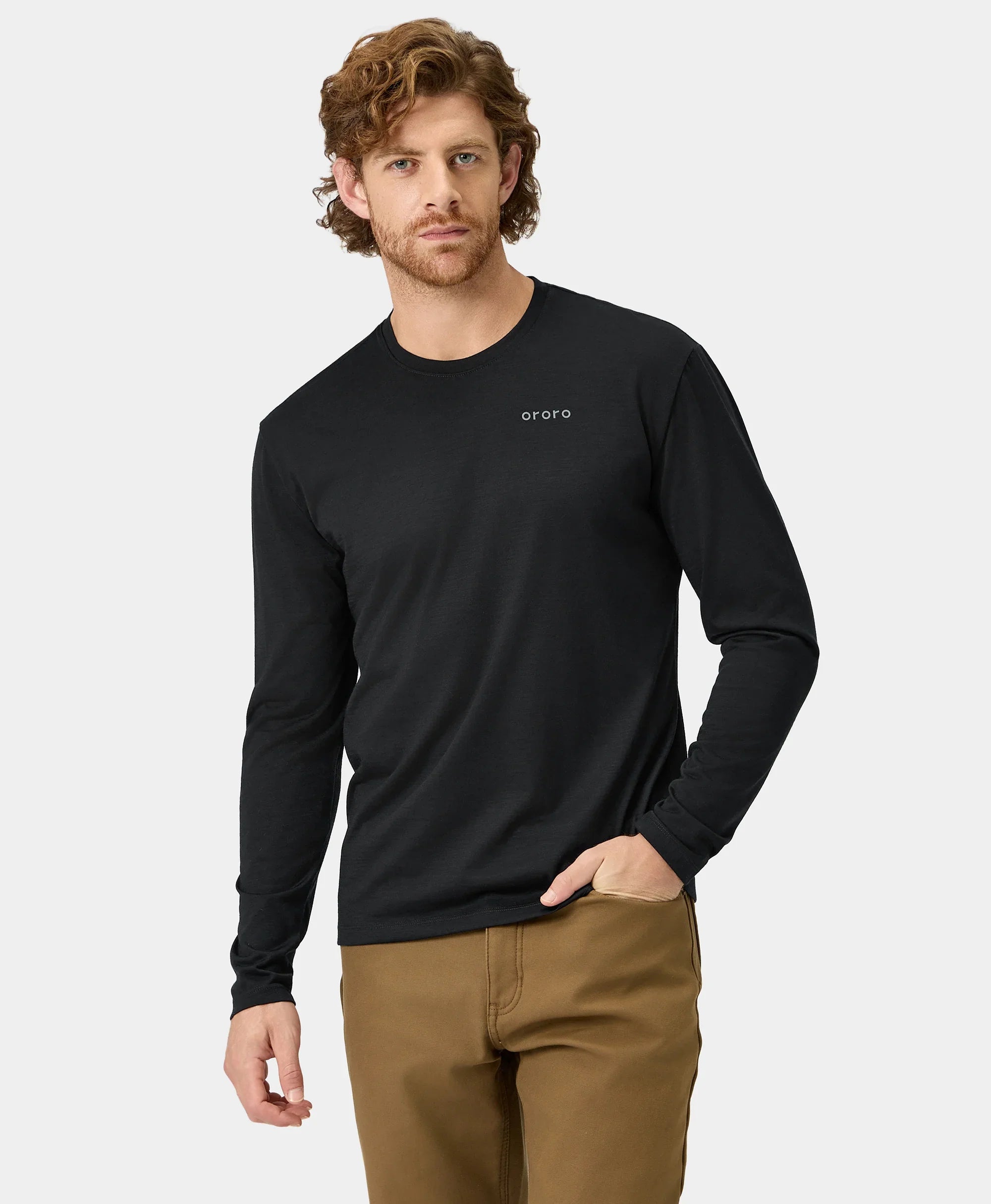 ORORO Heated Aoraki Unisex Merino Wool Blend Baselayer - Black - Image 19
