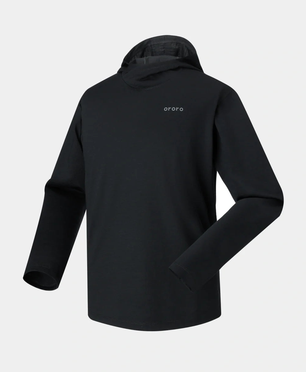 ORORO Heated Aoraki Unisex Merino Wool Blend Baselayer - Black - Image 15