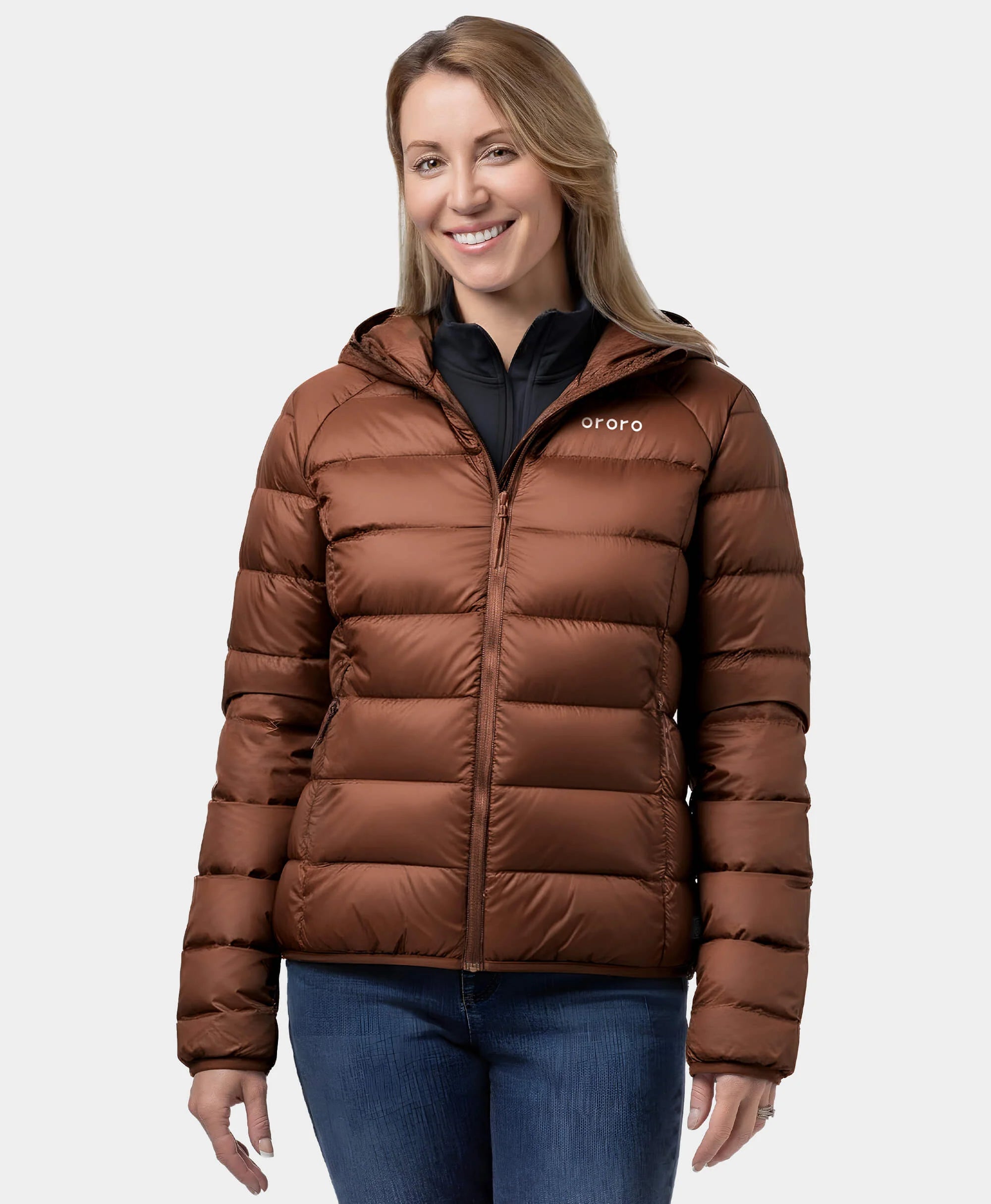 ORORO Heated Aero Women's 4-Zone Packable Heated Down Jacket