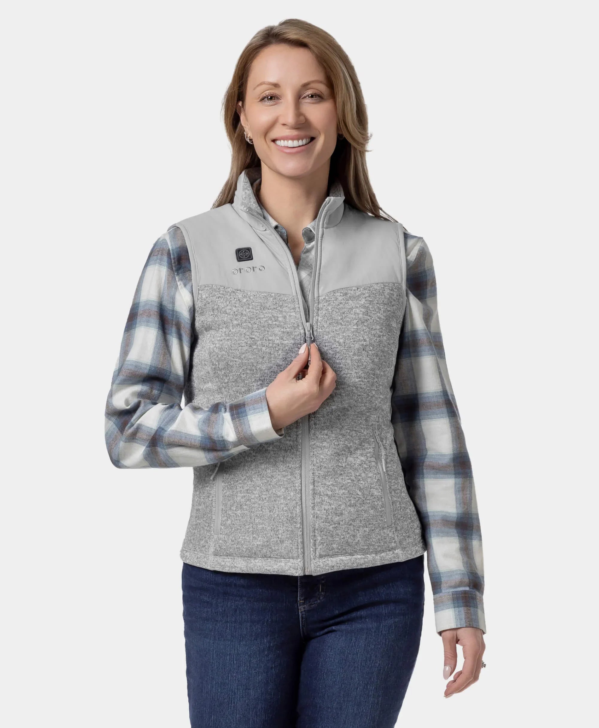 ORORO Heated Augusta Women's Heated Sweater Fleece Vest (Apparel Only)