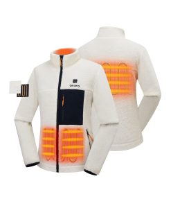 Alternative view of ORORO Heated Women's Colorblock Recycled Fleece Heated Jacket - White (ORORO Heated Final Sale)
