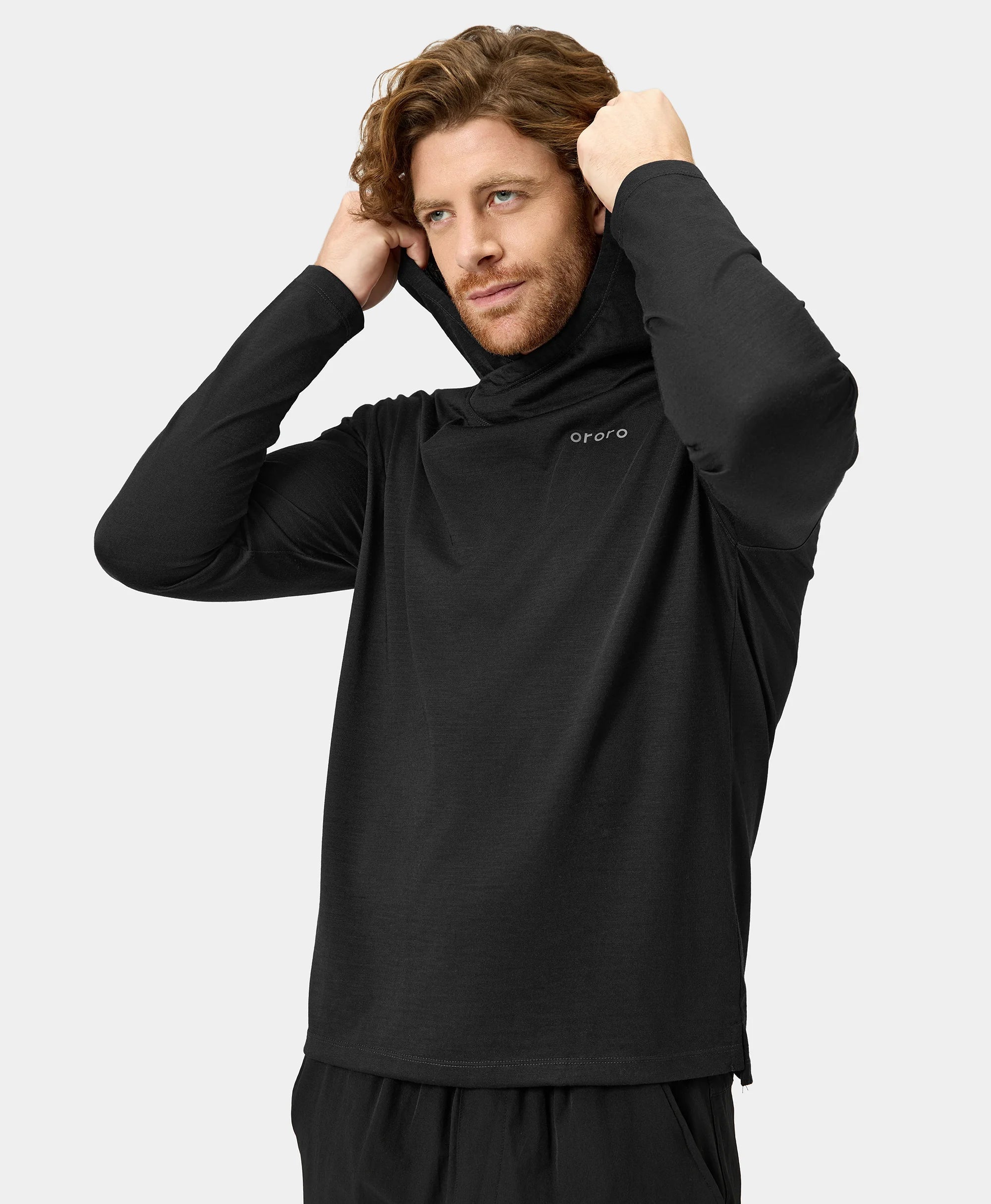 ORORO Heated Aoraki Unisex Merino Wool Blend Baselayer - Black - Image 7