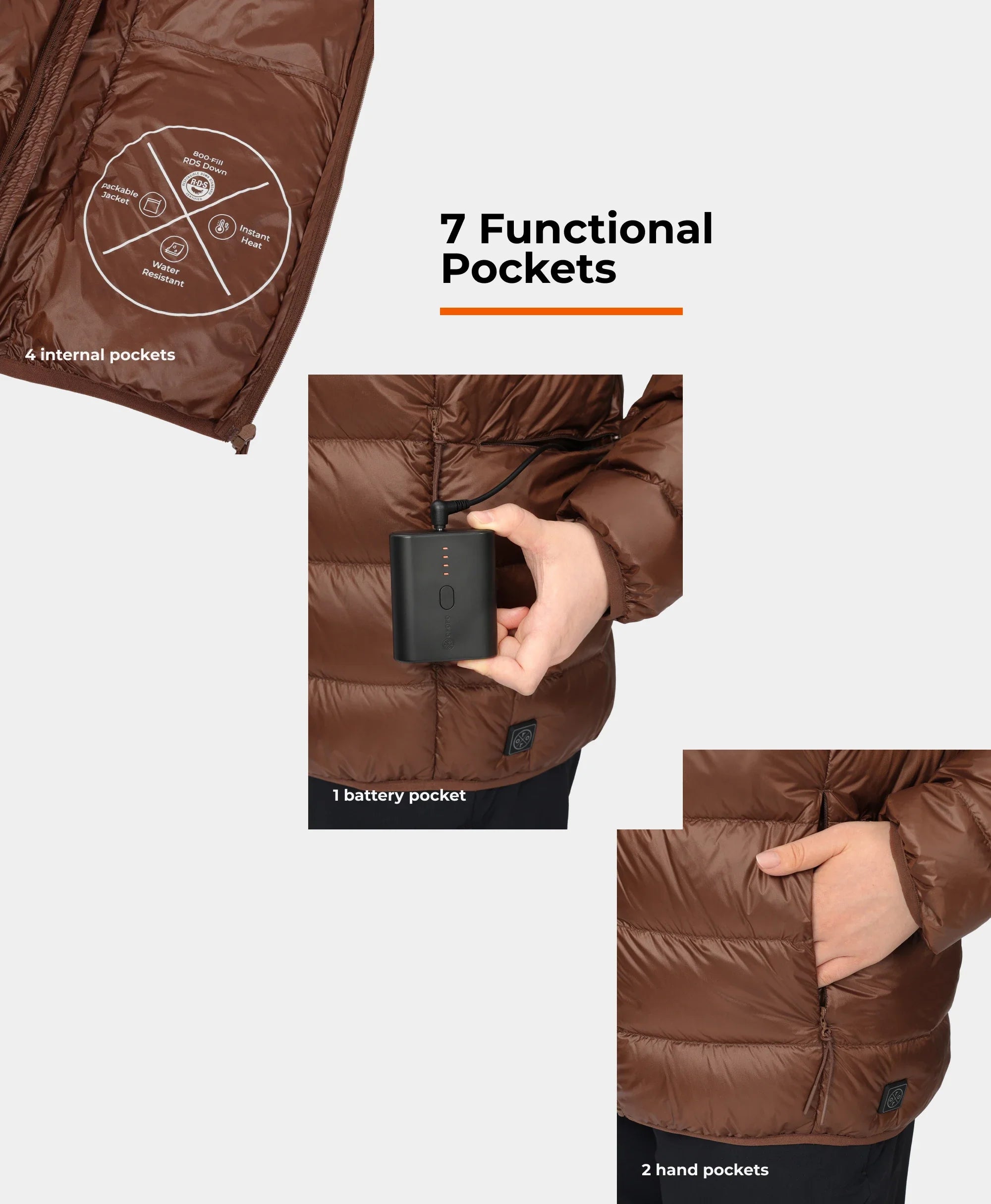 ORORO Heated Aero Women's 4-Zone Packable Heated Down Jacket - Image 28