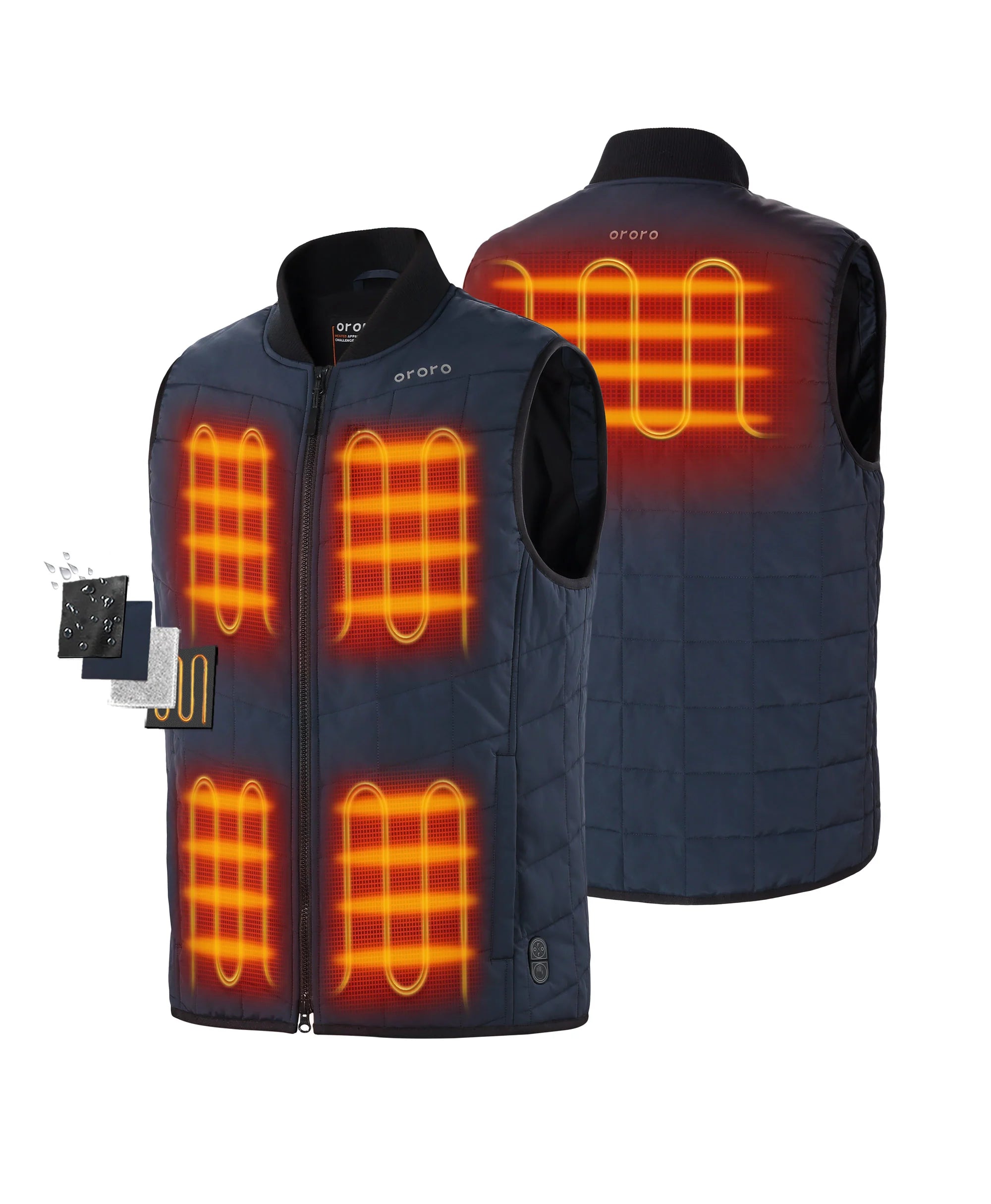 ORORO Heated Scranton Men's 5-Zone Insulated Heated Bomber Vest (Apparel Only) - Image 2