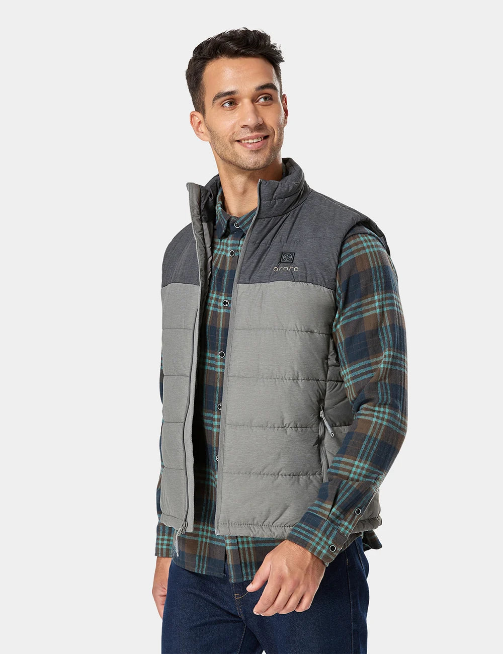 ORORO Heated Men's Classic Heated Vest - Flecking Gray - Image 5