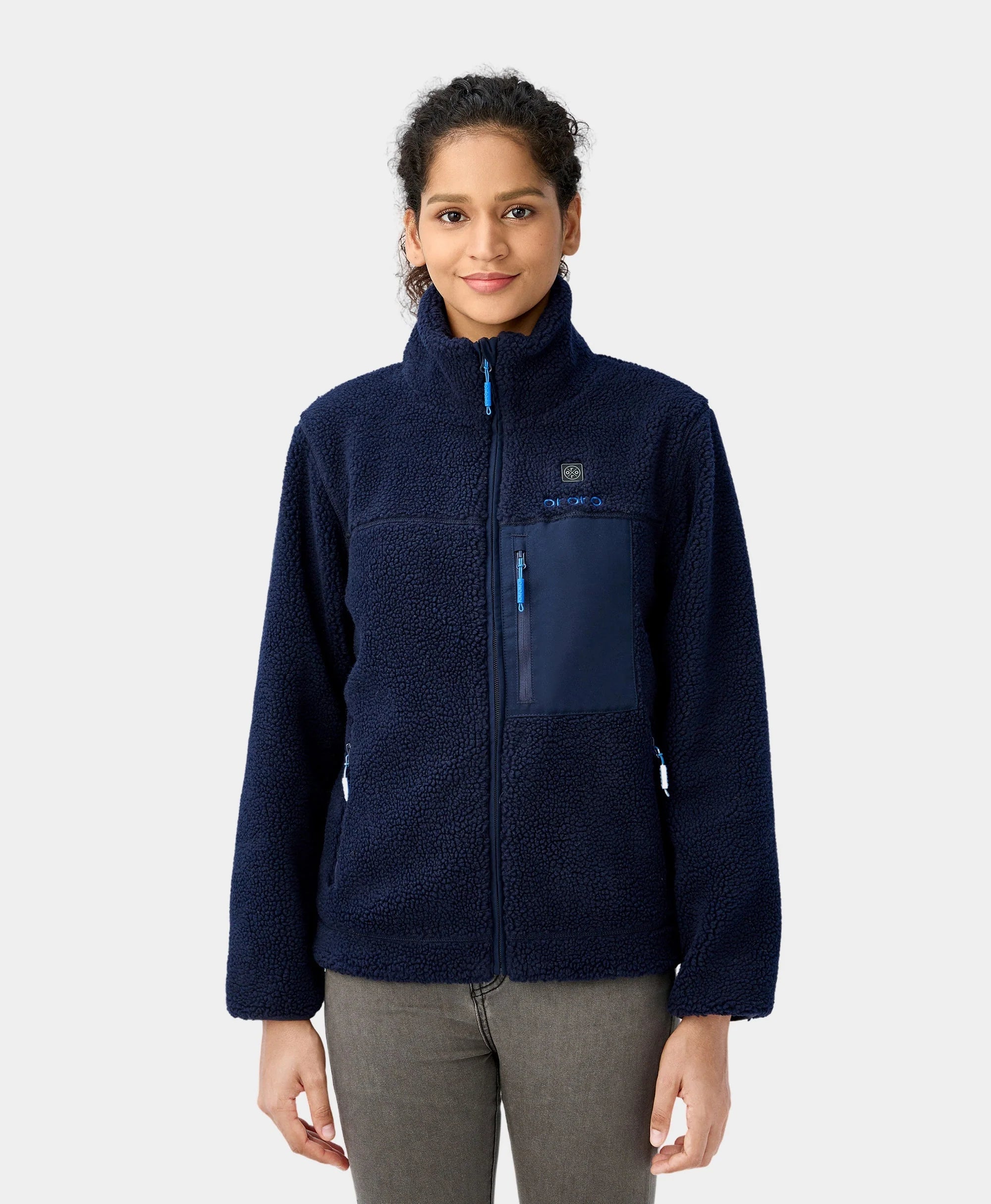 ORORO Heated Women's Colorblock Recycled Fleece Heated Jacket (Apparel Only) - Image 12