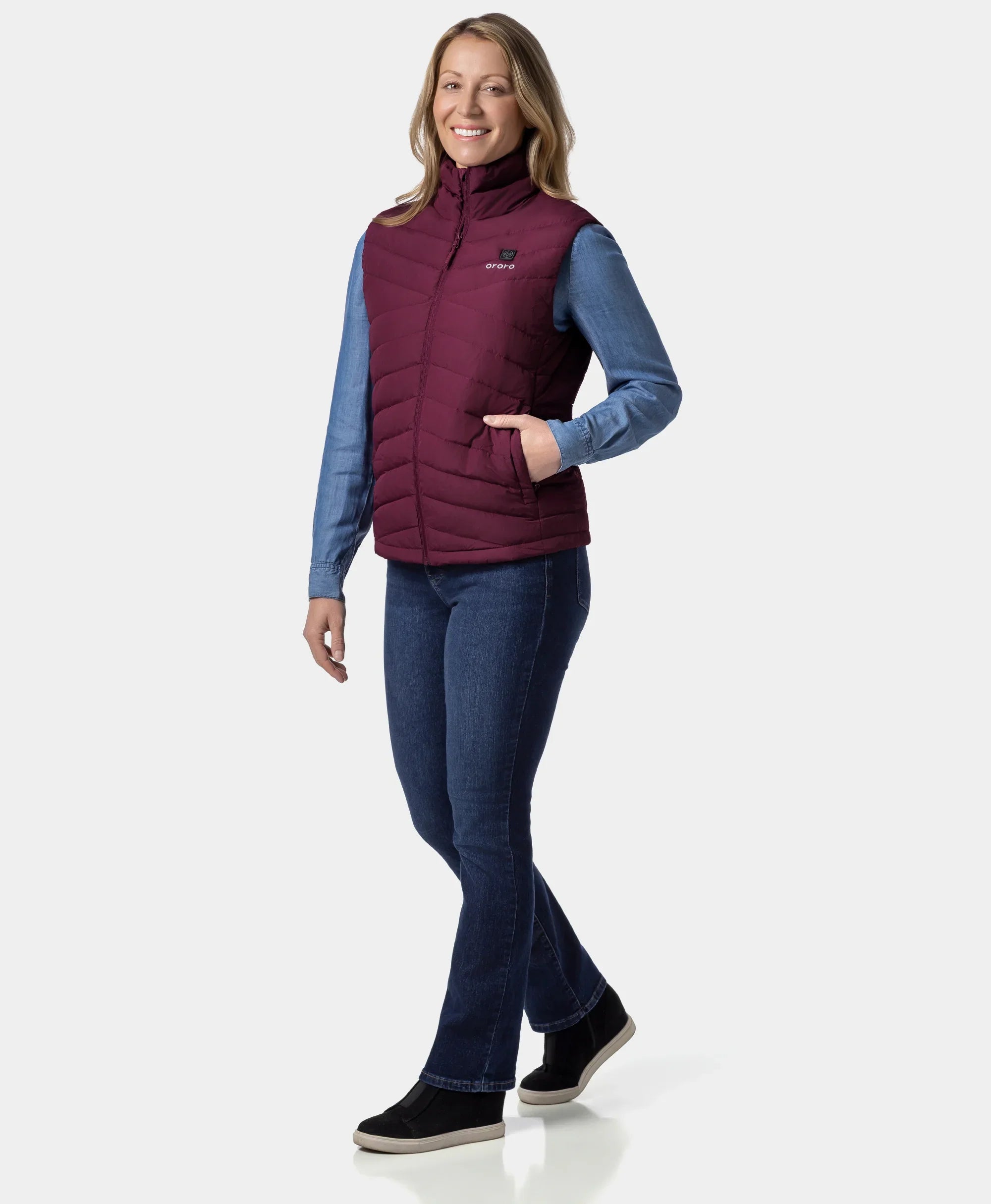 ORORO Heated Women's Heated Lightweight Down Vest (Apparel Only) - Image 30