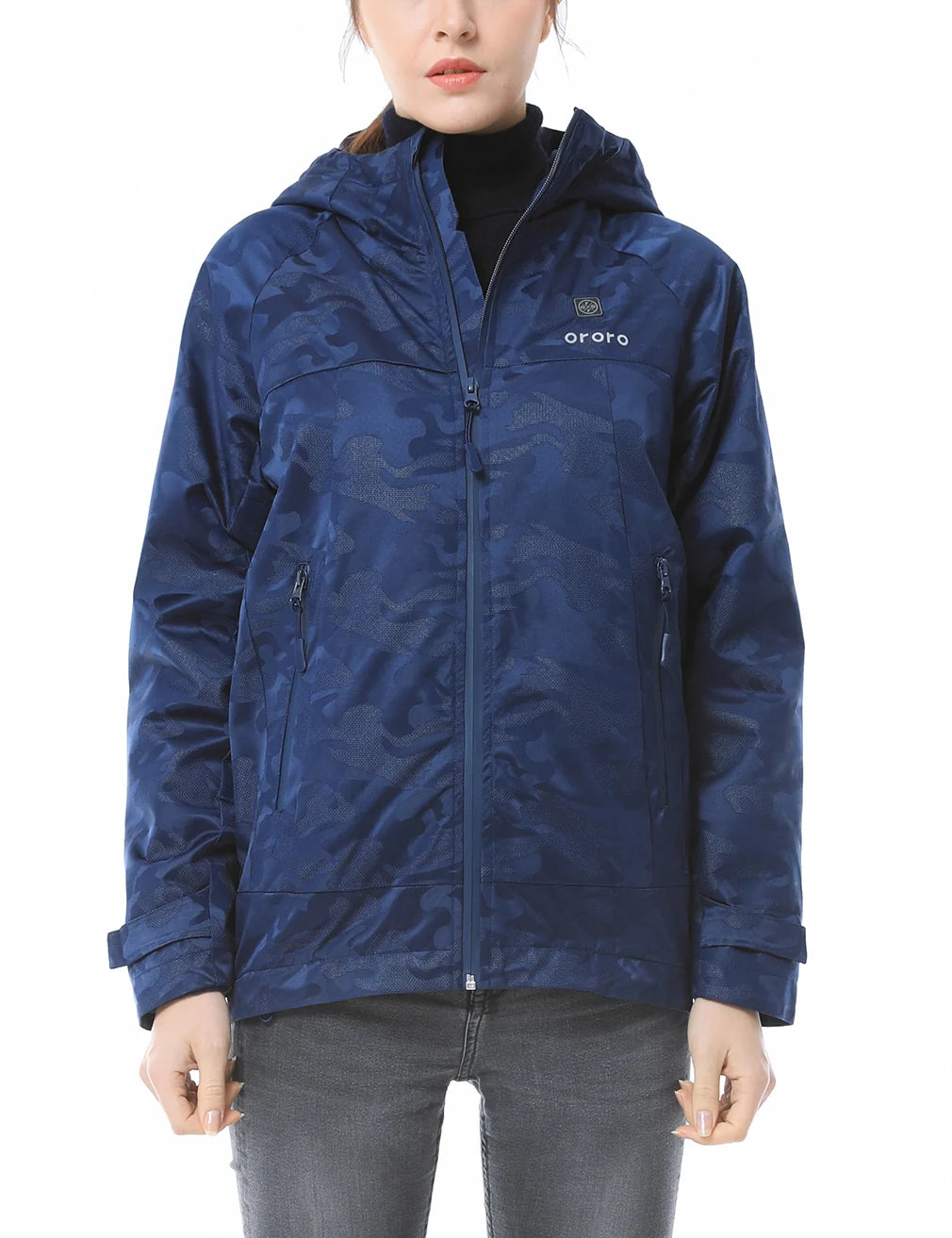 ORORO Heated Women Camo Heated Jacket - Navy (Discontinued)
