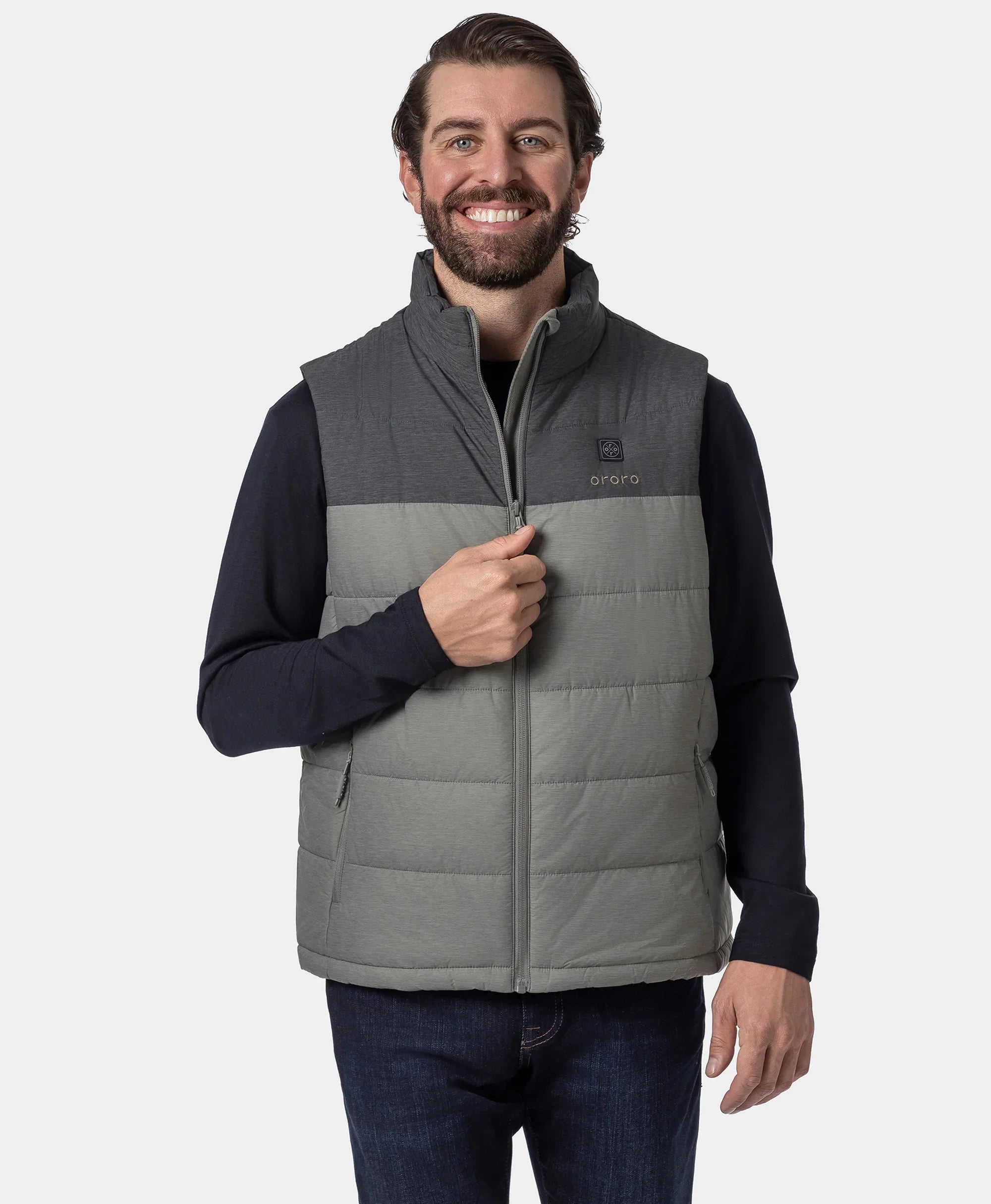ORORO Heated Men's Classic Heated Vest - Flecking Gray - Image 7