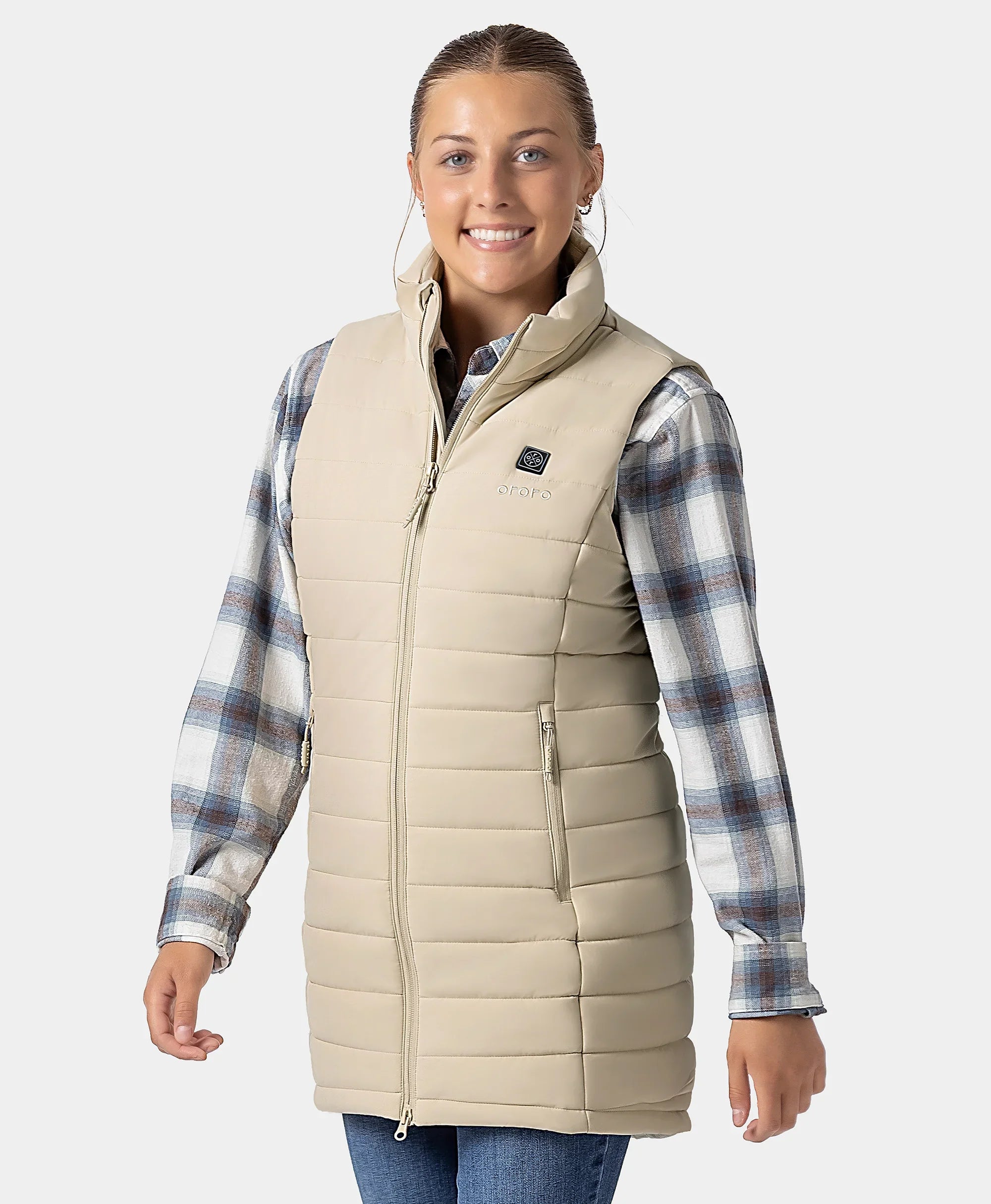 ORORO Heated Tribeca Women's Heated Long Puffer Vest (Apparel Only) - Image 15