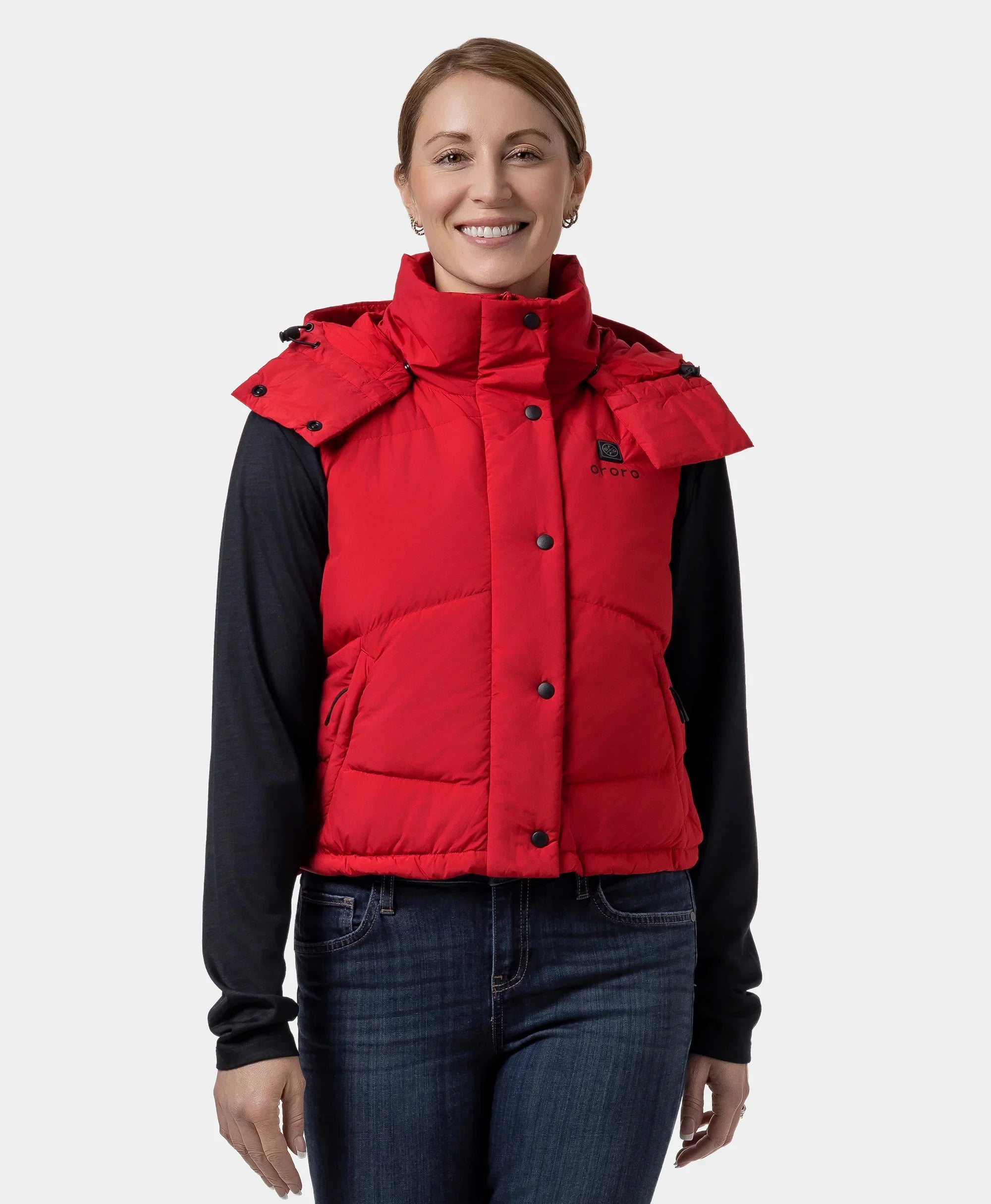 ORORO Heated Women's Heated Cropped Puffer Down Vest - Image 20