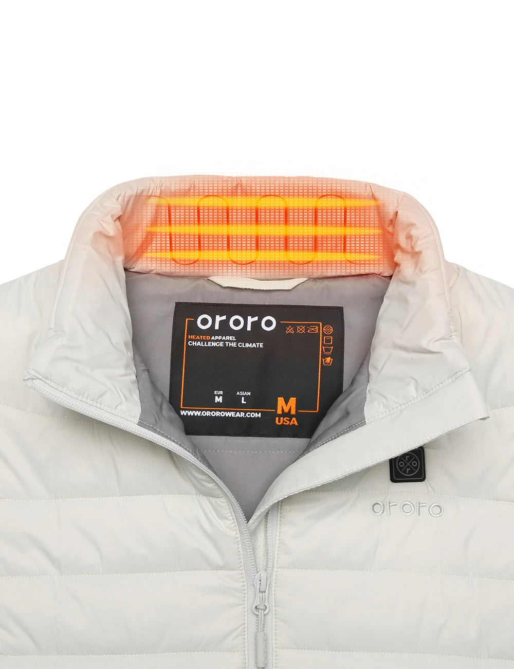 ORORO Heated Bundle Deal - ORORO Heated Women's Classic Heated Vest (Off-White) & Extra Mini 5K Battery - Image 8